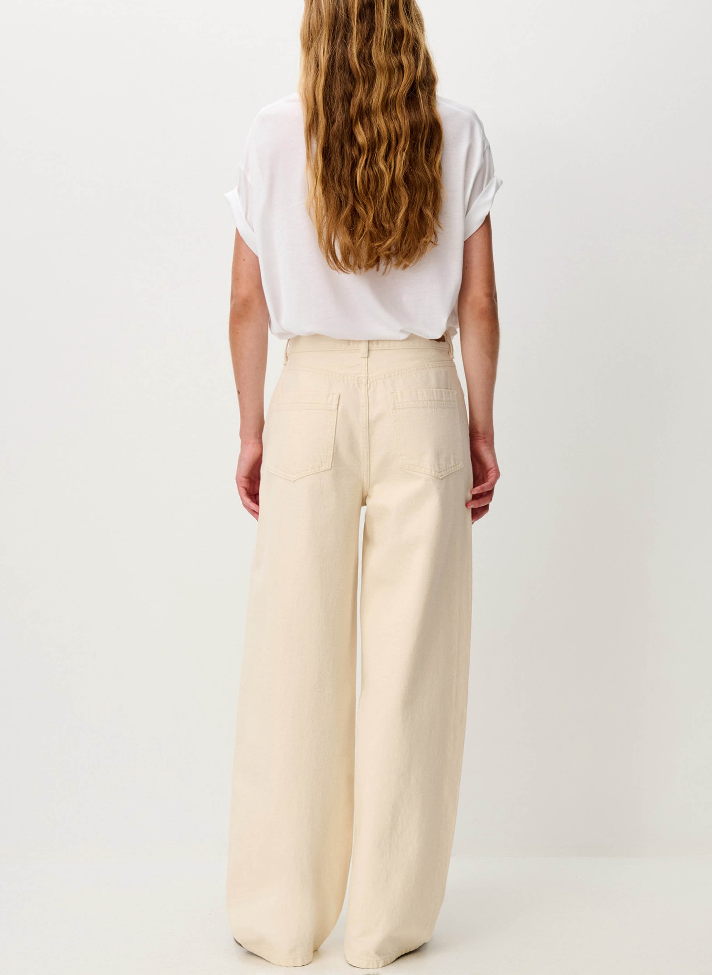 High-rise plain straight jeans SESSUN Beige