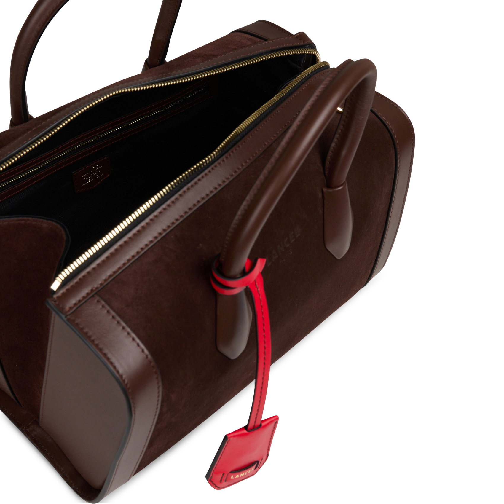 Cylindrical leather shoulder bag LANCEL Brown