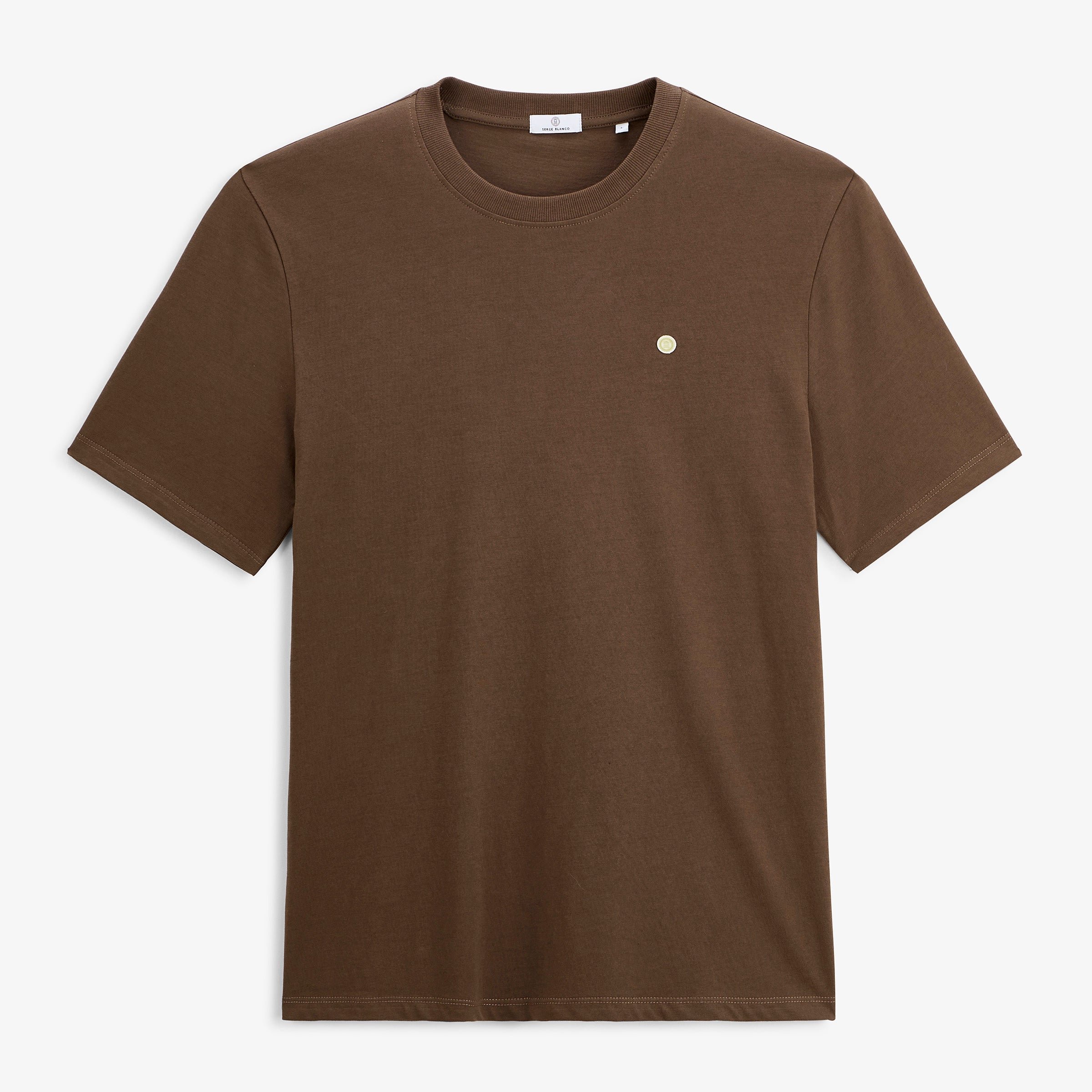 Short-sleeved t-shirt Théo, printed back, Serge Blanco, brown. SERGE BLANCO Brown