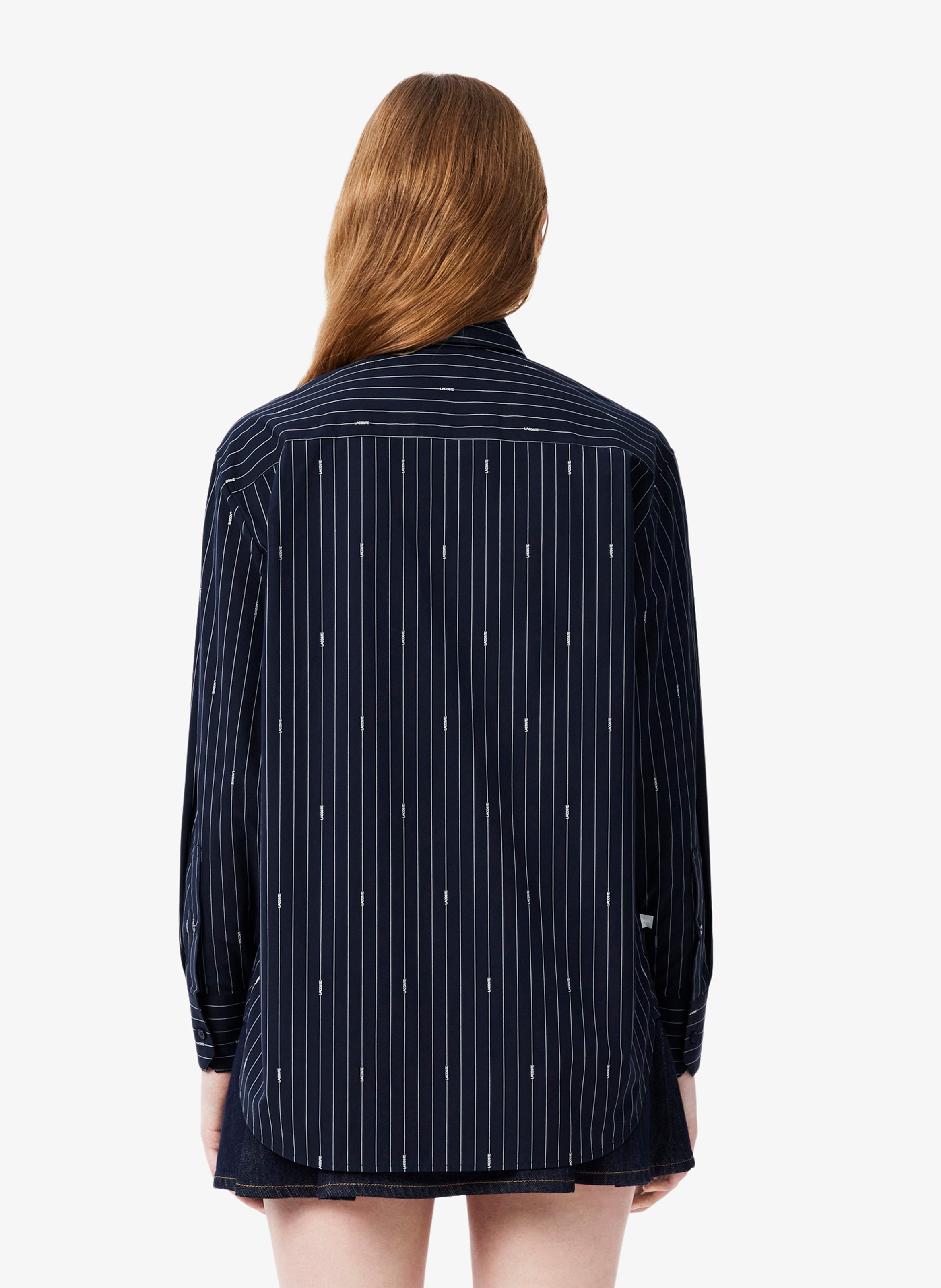 Chemise droite col classique rayée jacquard en coton LACOSTE Multicolore
