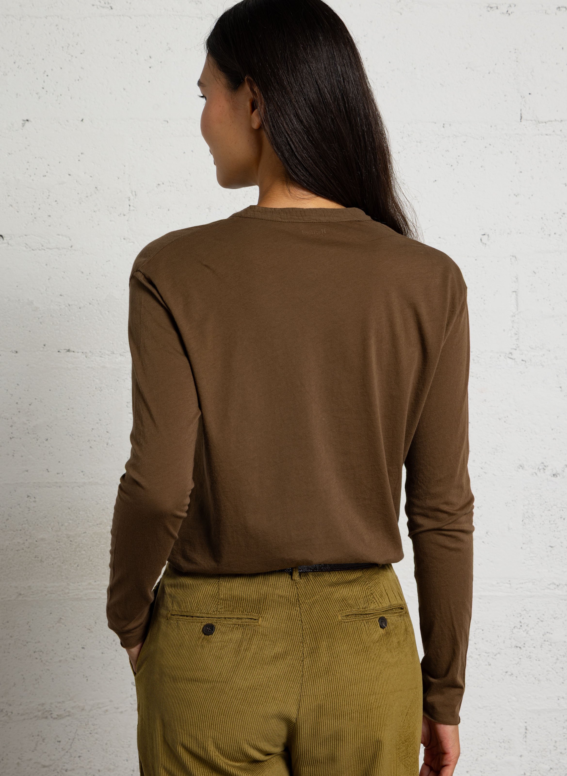 T-shirt à col boutonné en coton HARTFORD Marron