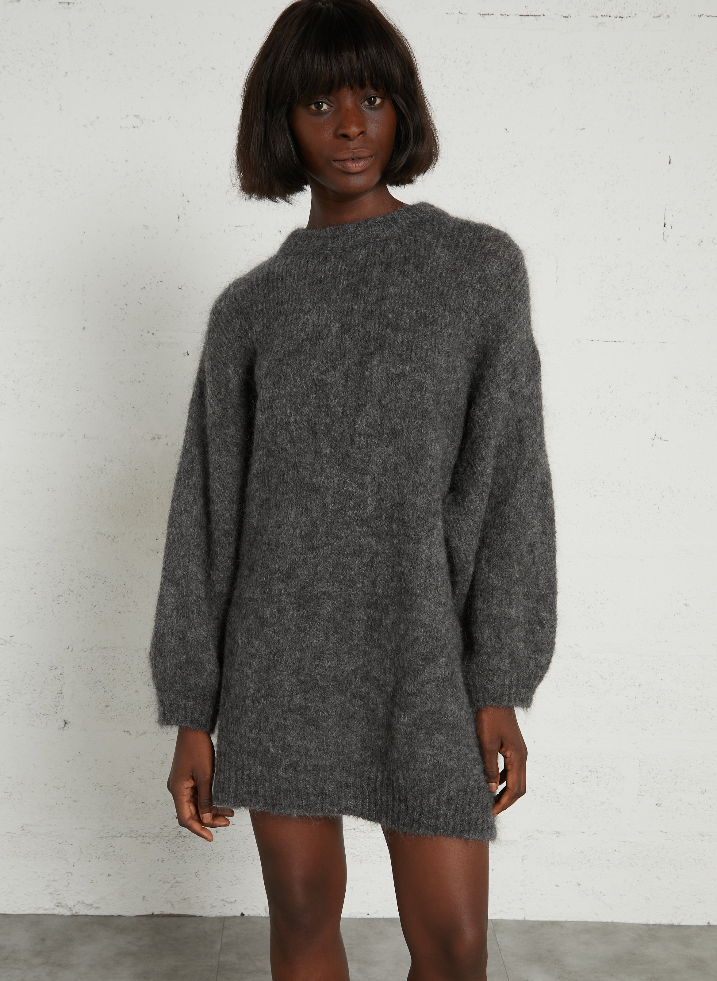 Round-neck wool-blend sweater dress DES PETITS HAUTS Grey