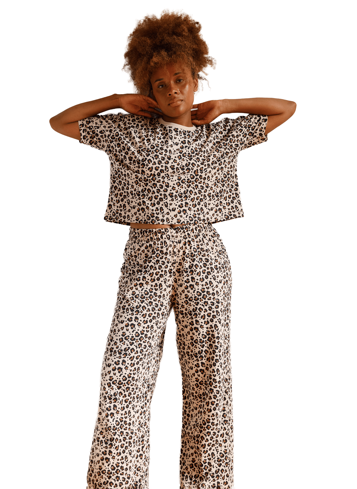 Ensemble de pyjama ample léopard WE ARE JOLIES Beige