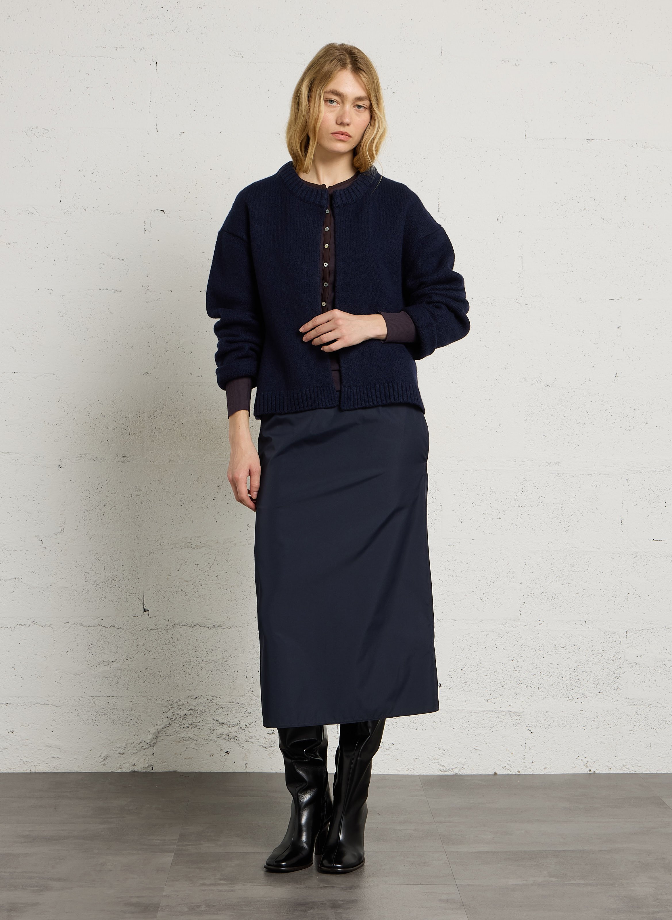 Gerader Cardigan aus Mischwolle SOEUR Blau