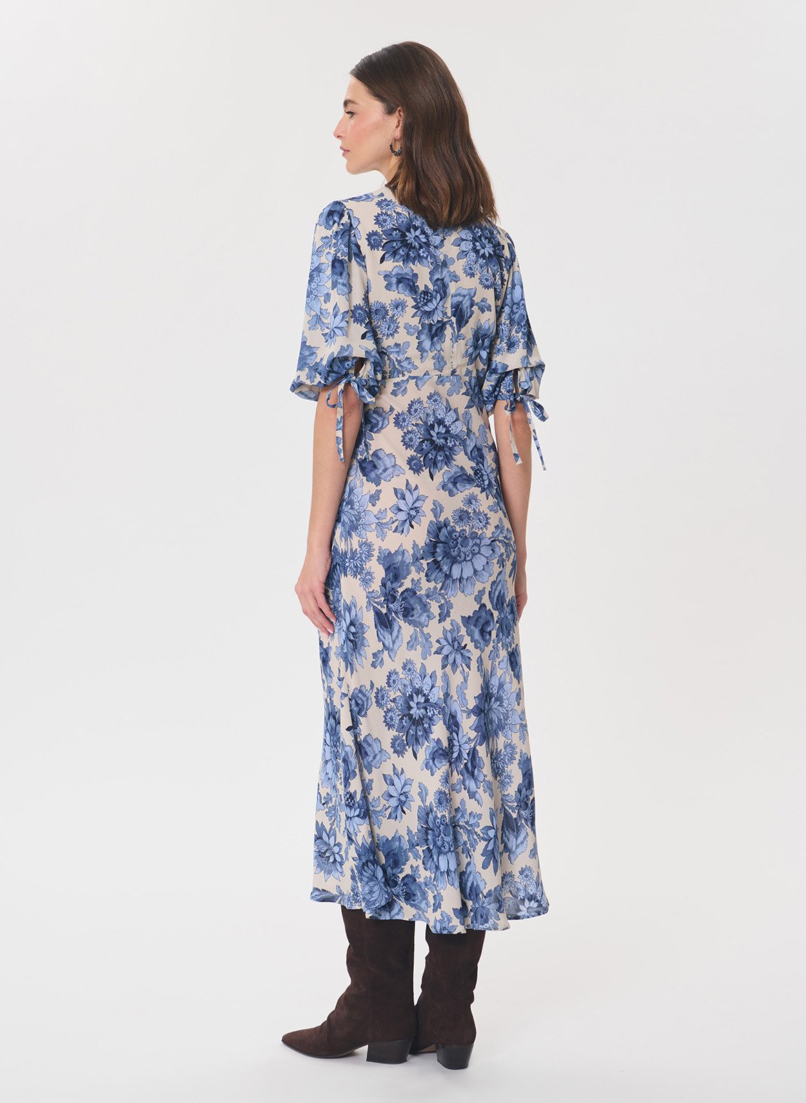 Fitted printed midi dress TARA JARMON Beige