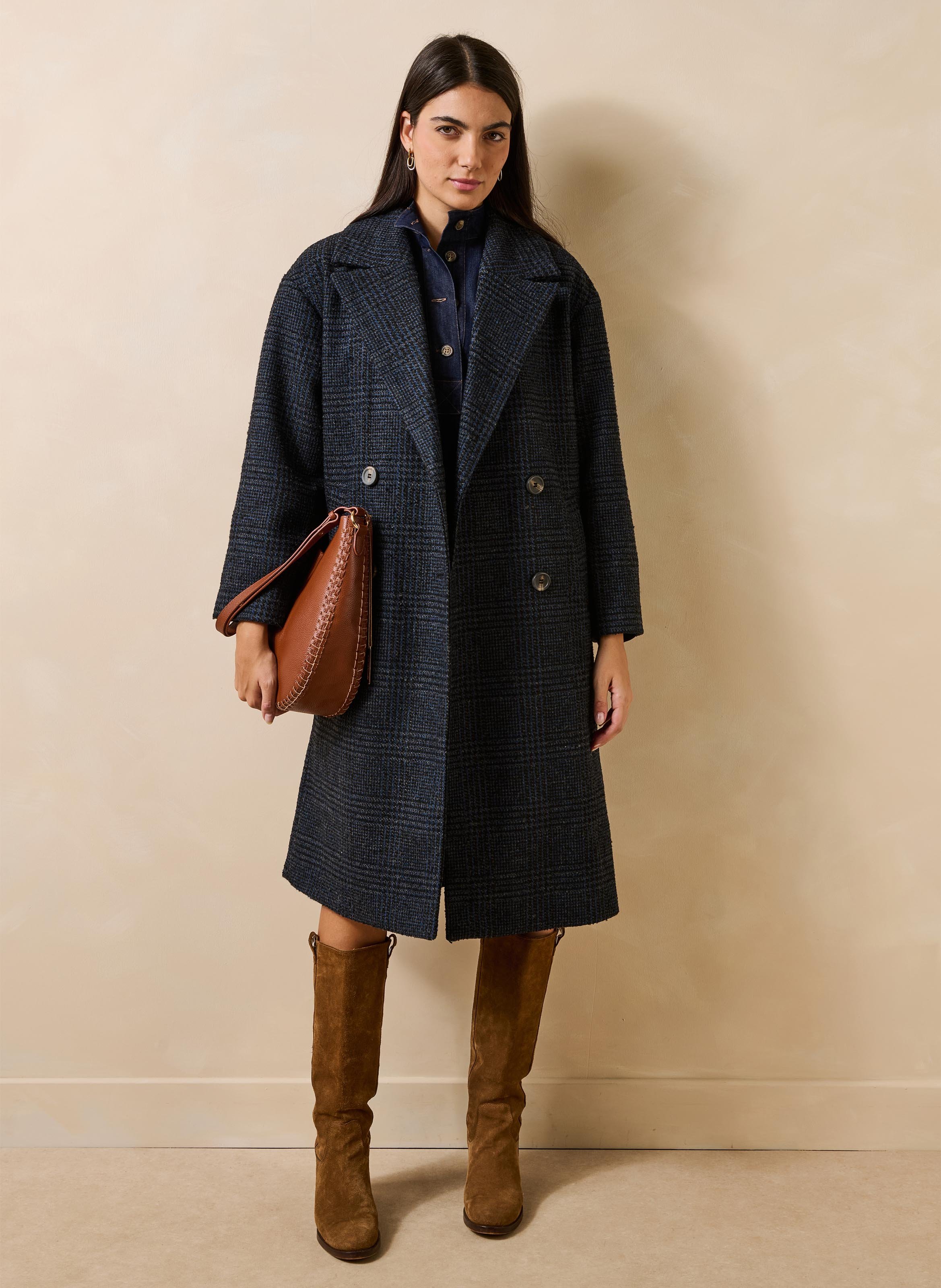 Manteau droit col tailleur LA FEE MARABOUTEE Bleu