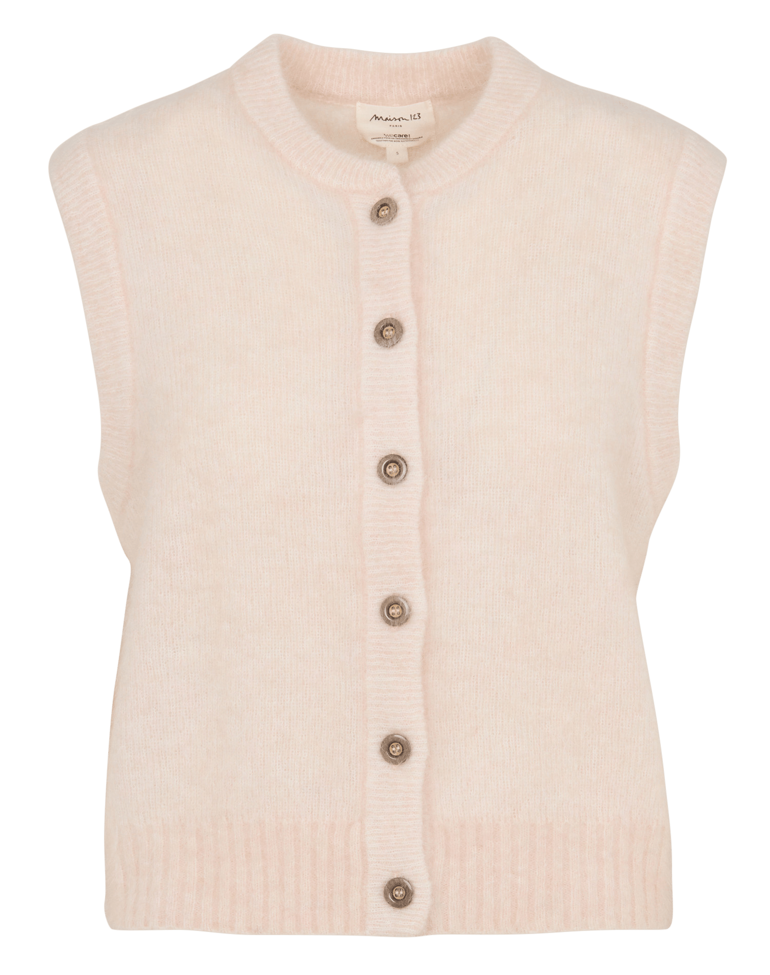 Mouwloos recht vest met ronde hals in gemengd mohair MAISON 123