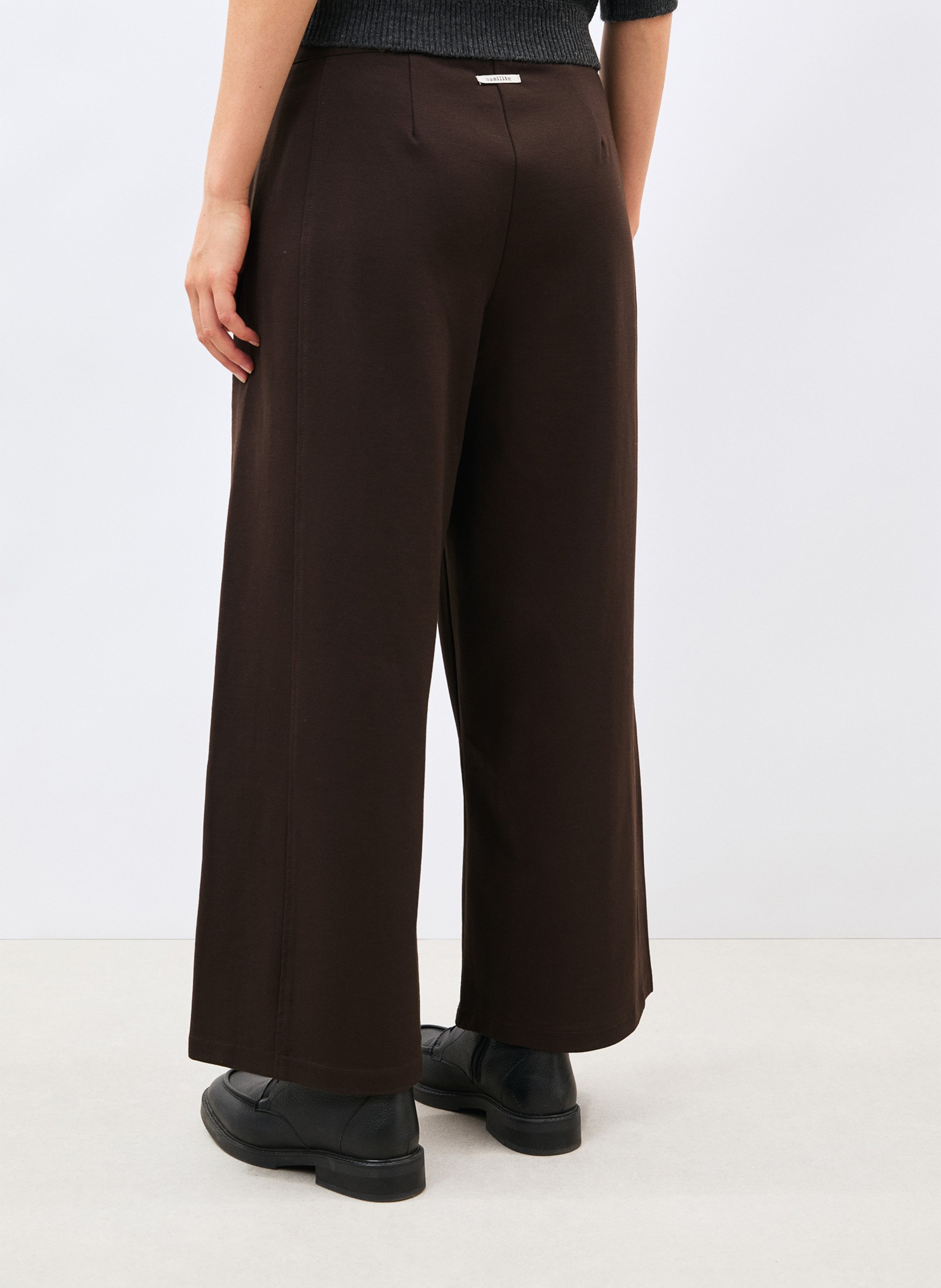 Pantalon large taille haute HUMILITY Marron