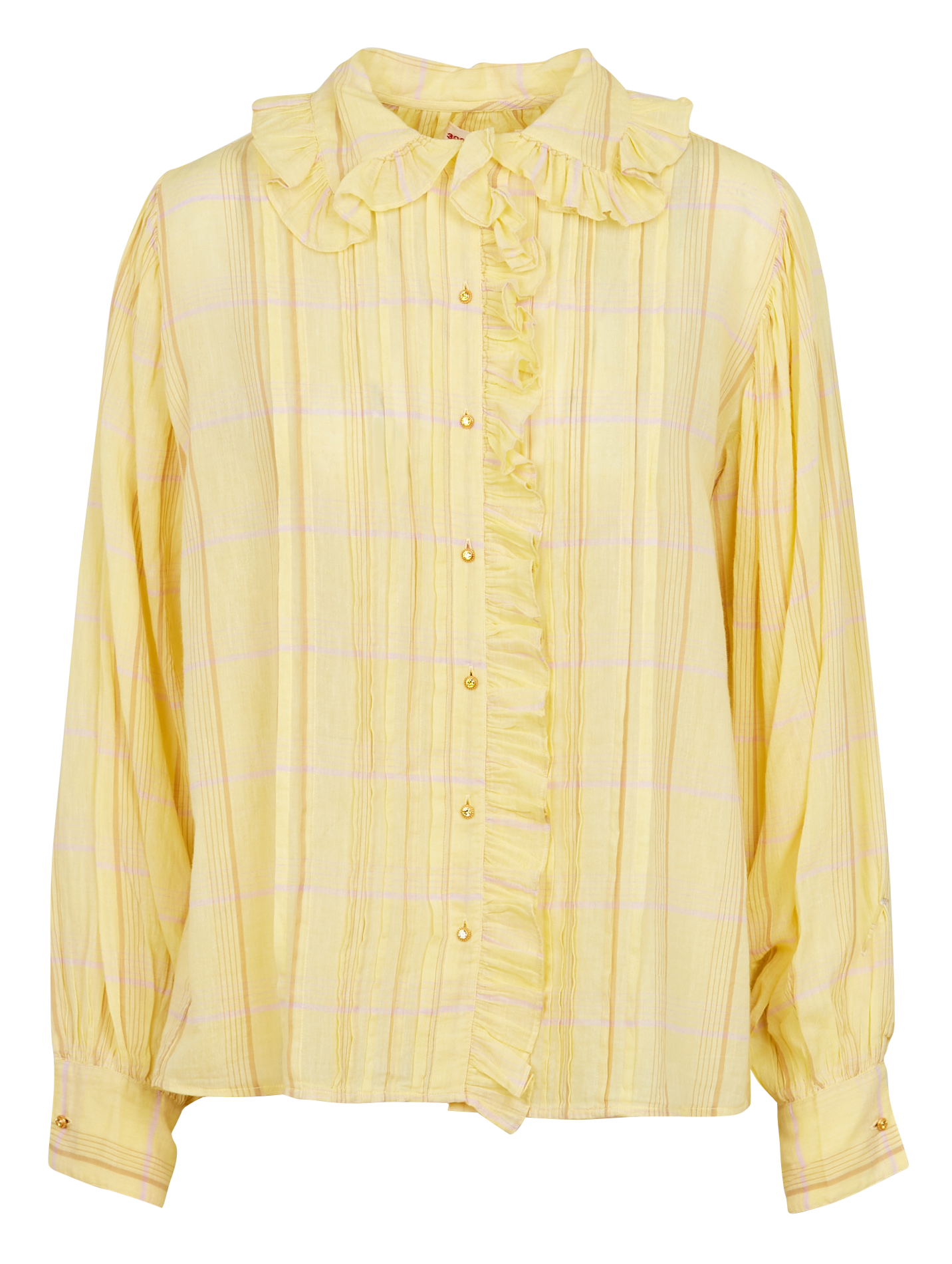 Gerade geschnittene Baumwollbluse mit Bubikragen und Print LAURENCE BRAS Gelb