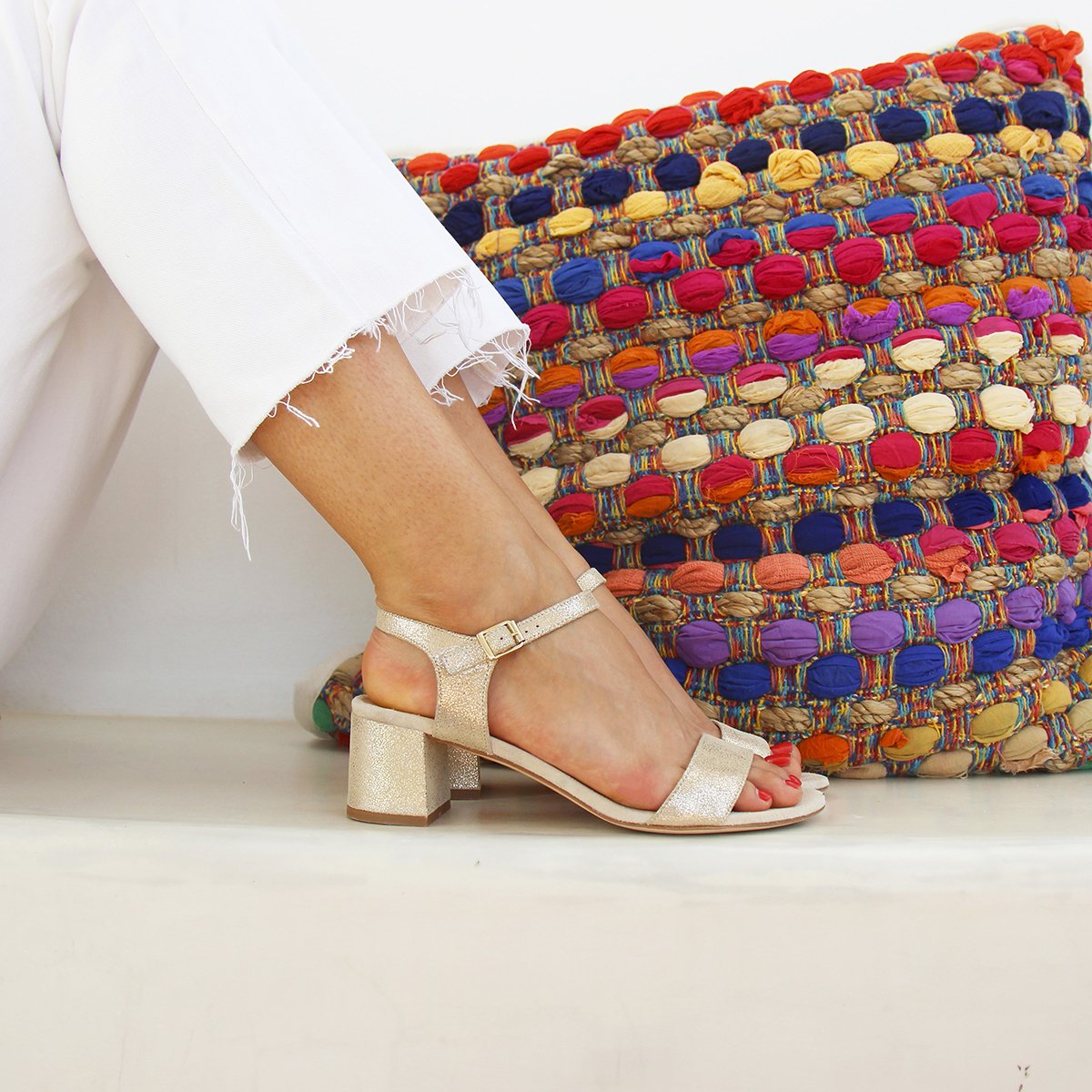 Medium heel metallic sandals JULES & JENN Golden