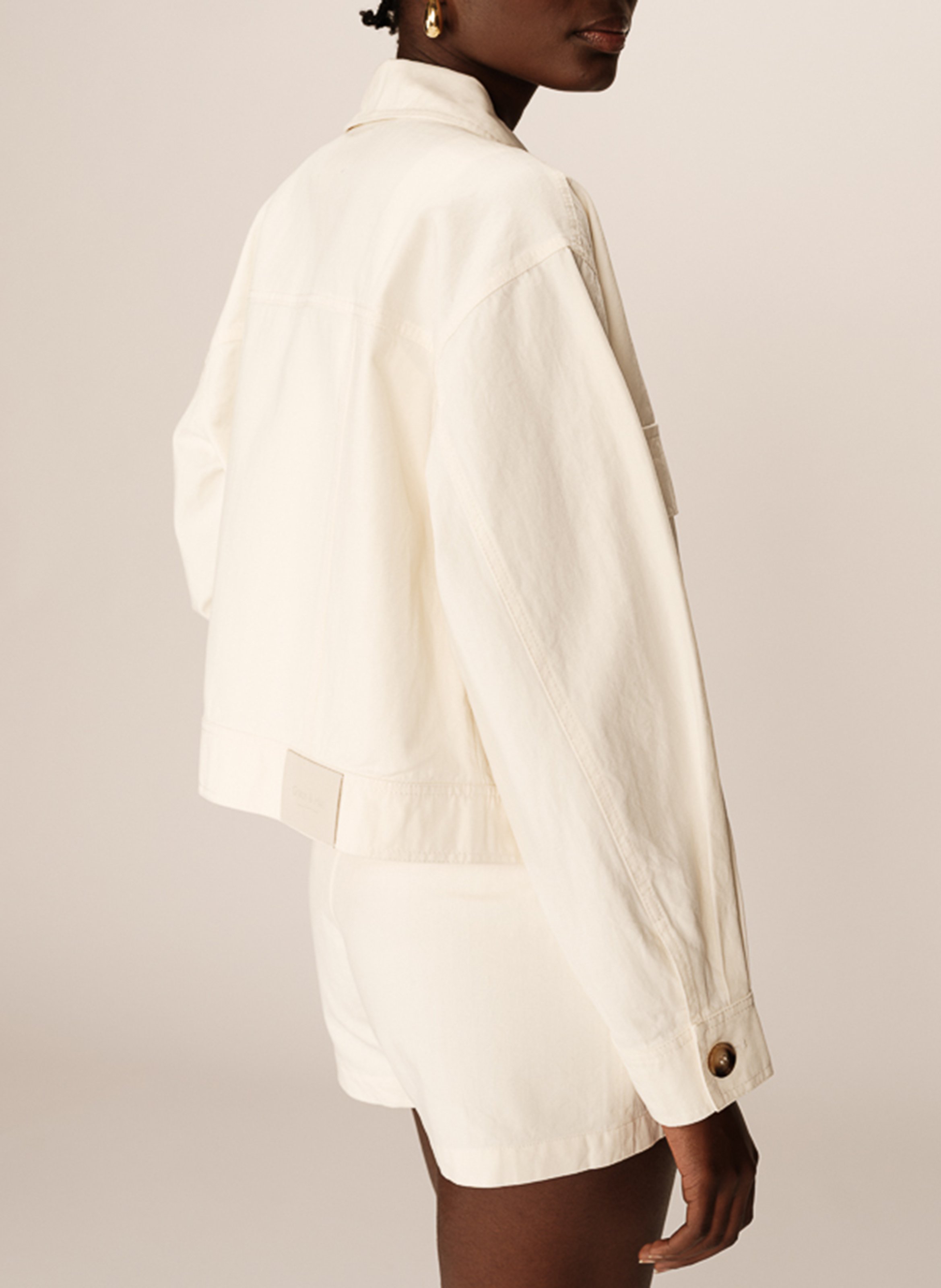 Shirt collar cotton jacket GRACE ET MILA White
