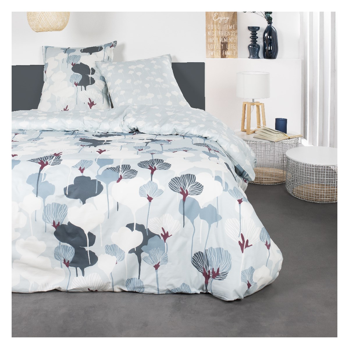 Printed cotton bedding set TODAY LINGE DE MAISON Blue