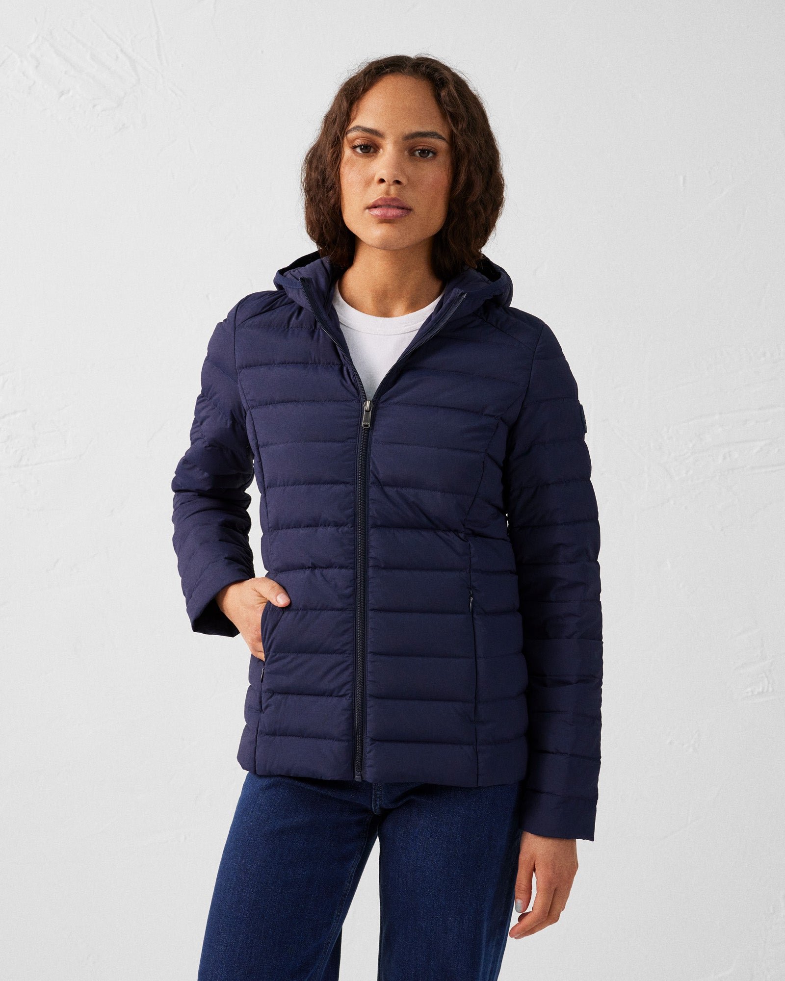 Lightweight stretch hooded puffer jacket Salma JOTT Blue