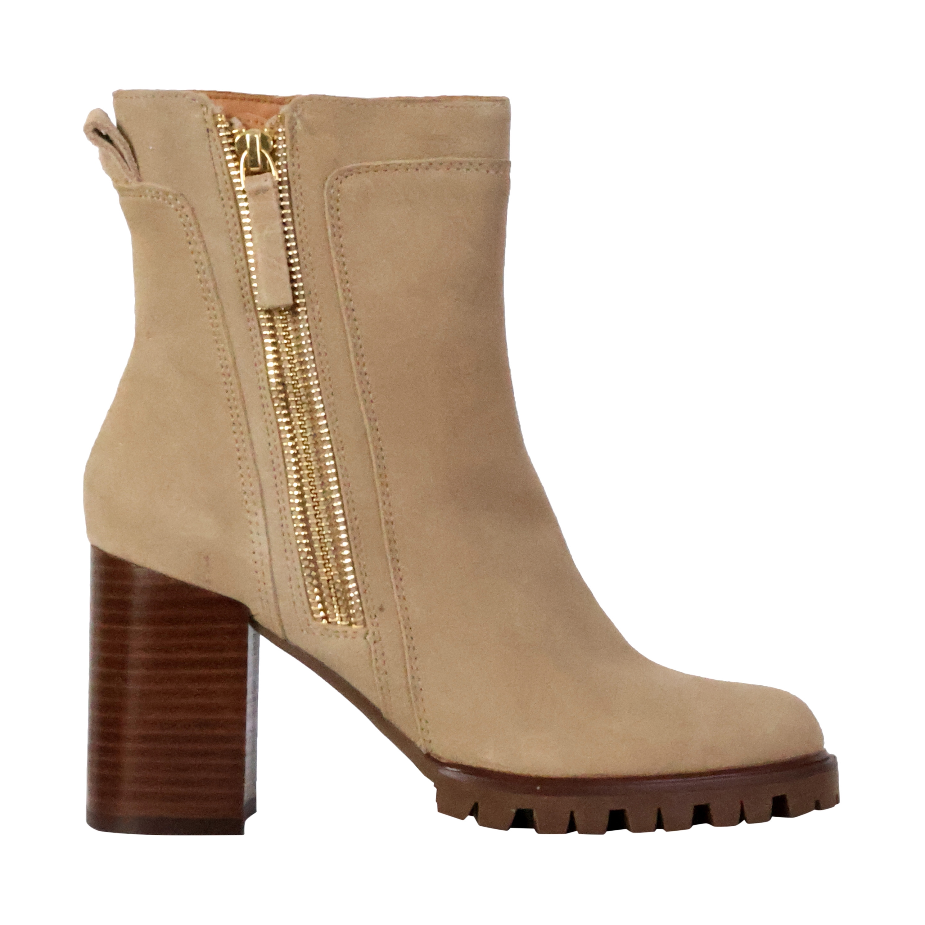 Silene leather heeled ankle boots EMILIE KARSTON Beige