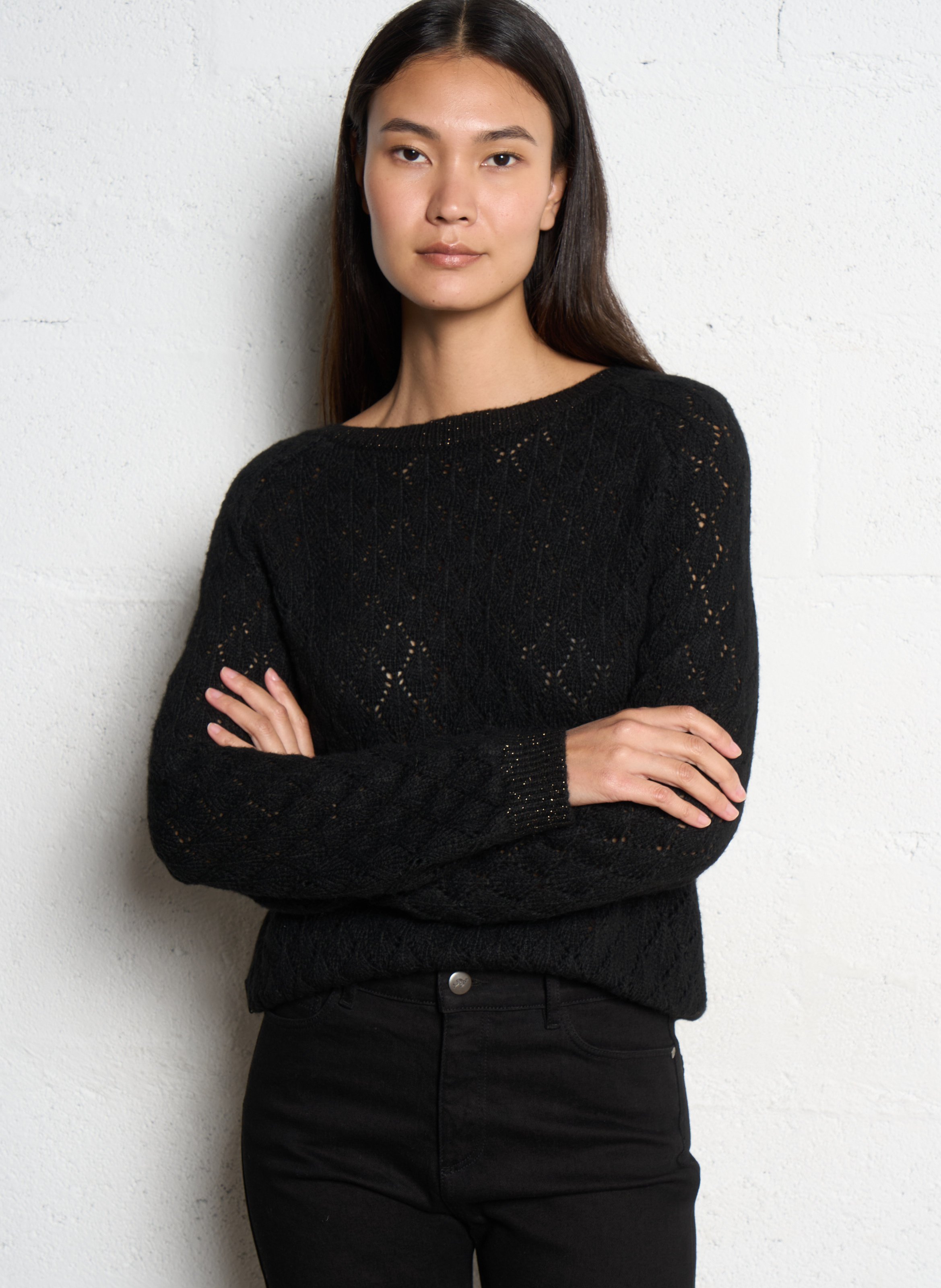 Pull col V  ONE STEP Noir