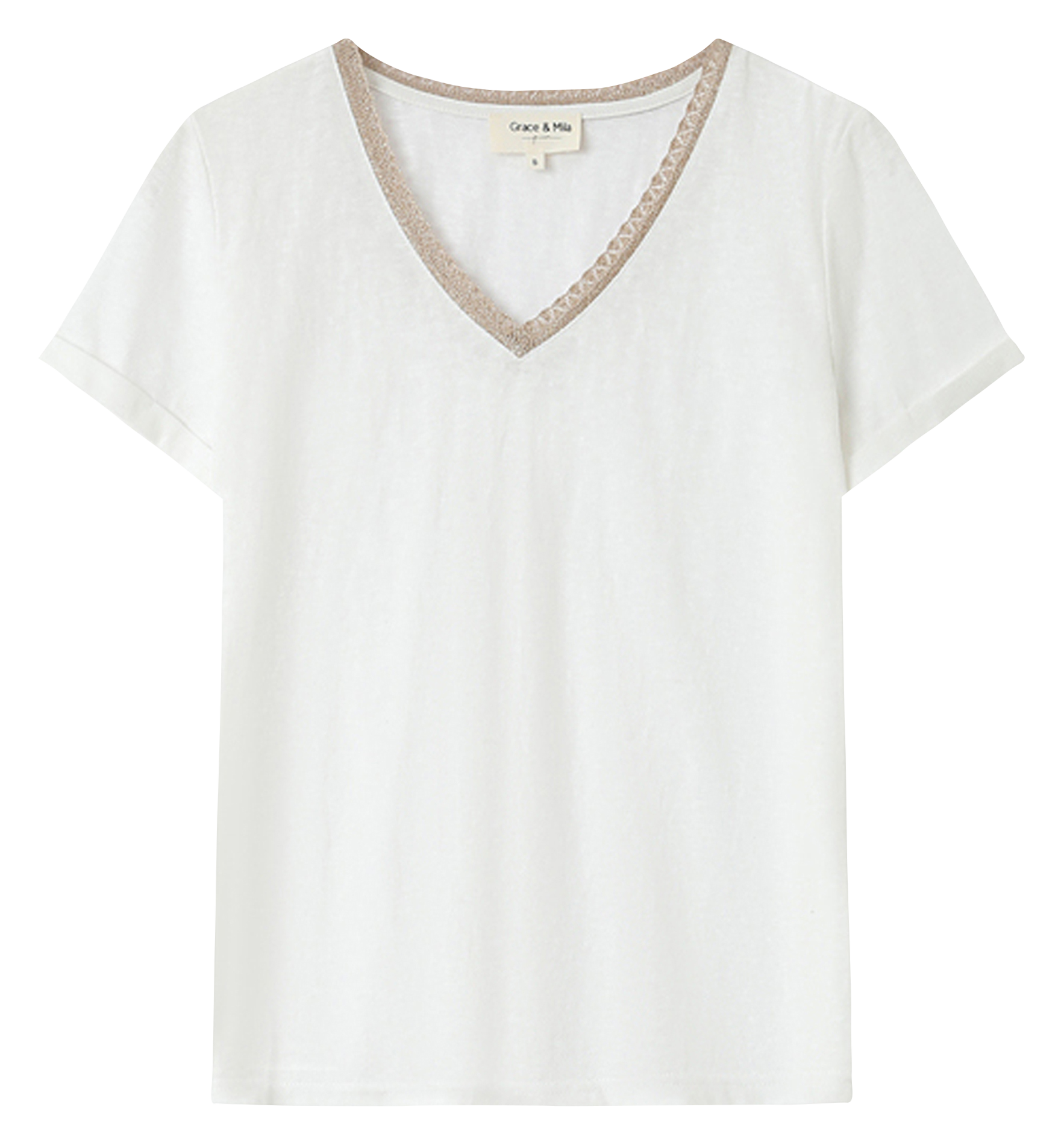 Basic cotton-mix T-shirt GRACE ET MILA Beige