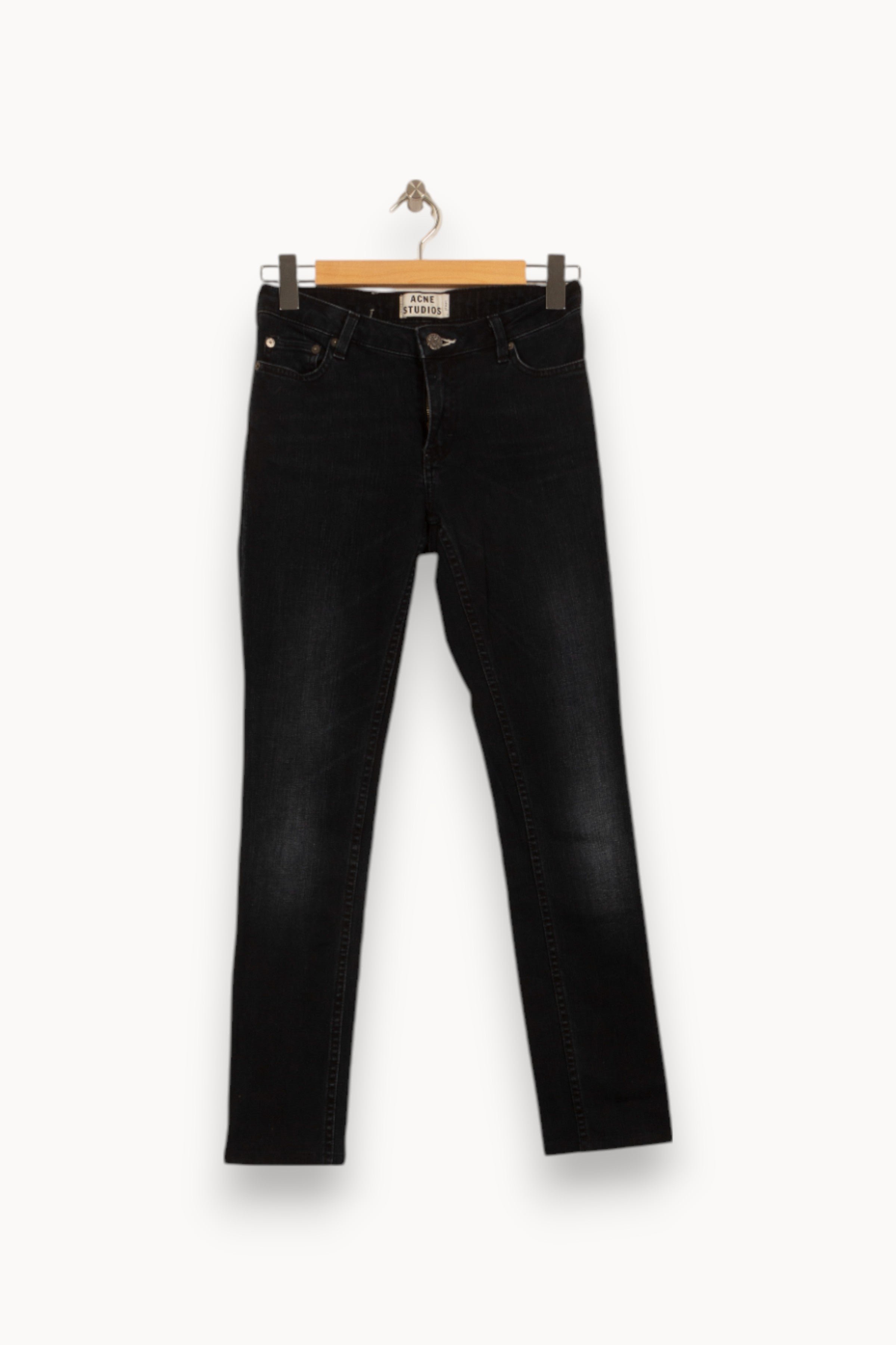 Cropped slim jeans with studs ACNE STUDIOS - Seconde Main Blue
