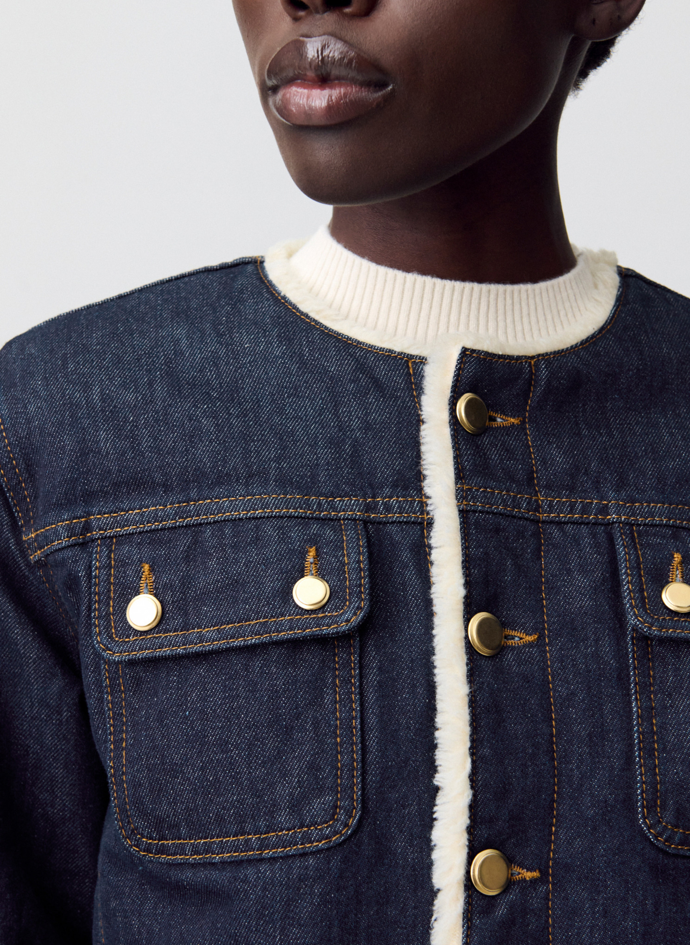 Veste en jean col rond CLAUDIE PIERLOT Bleu