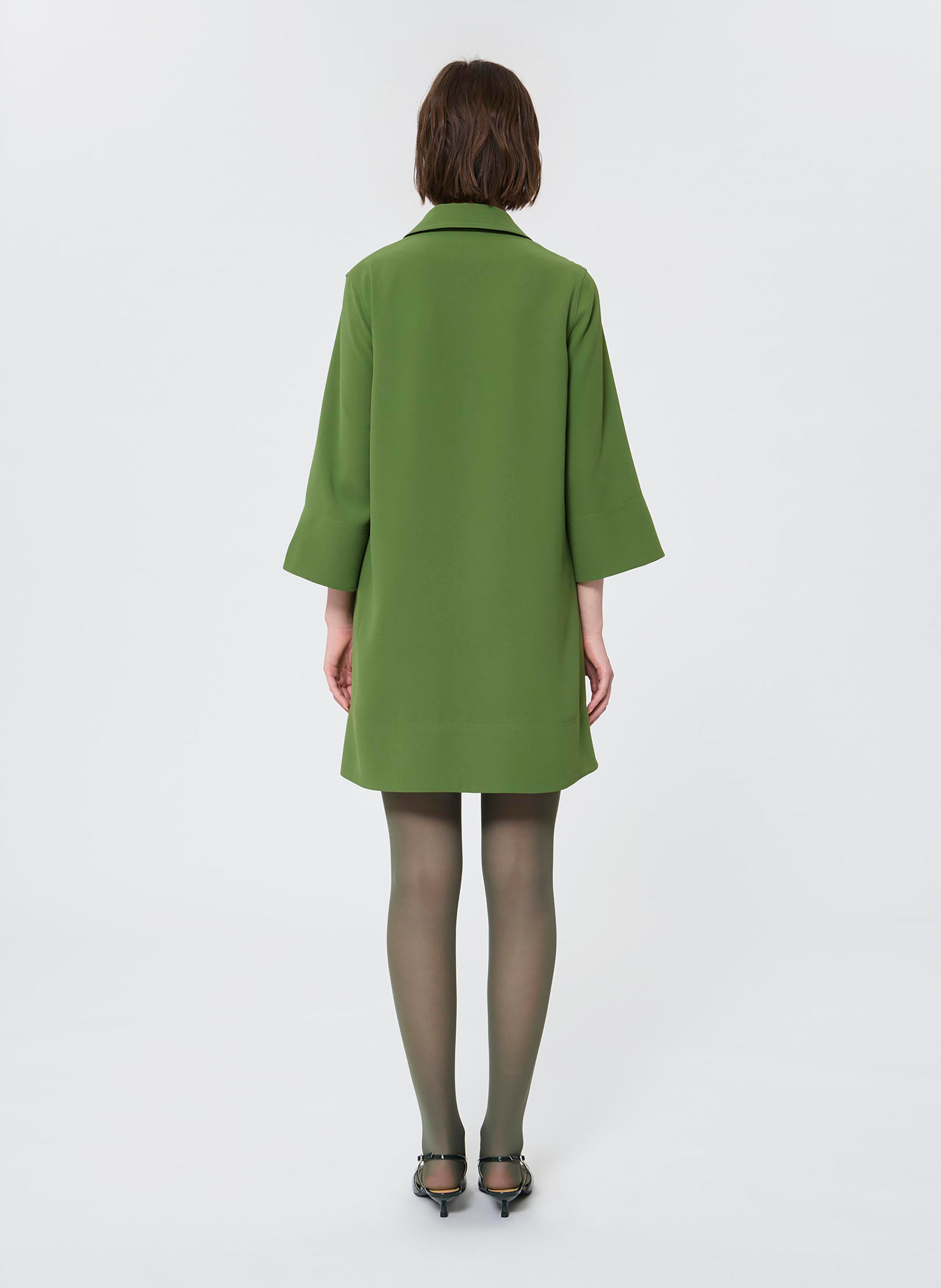 Short straight dress with 3/4 flared sleeves TARA JARMON Green
