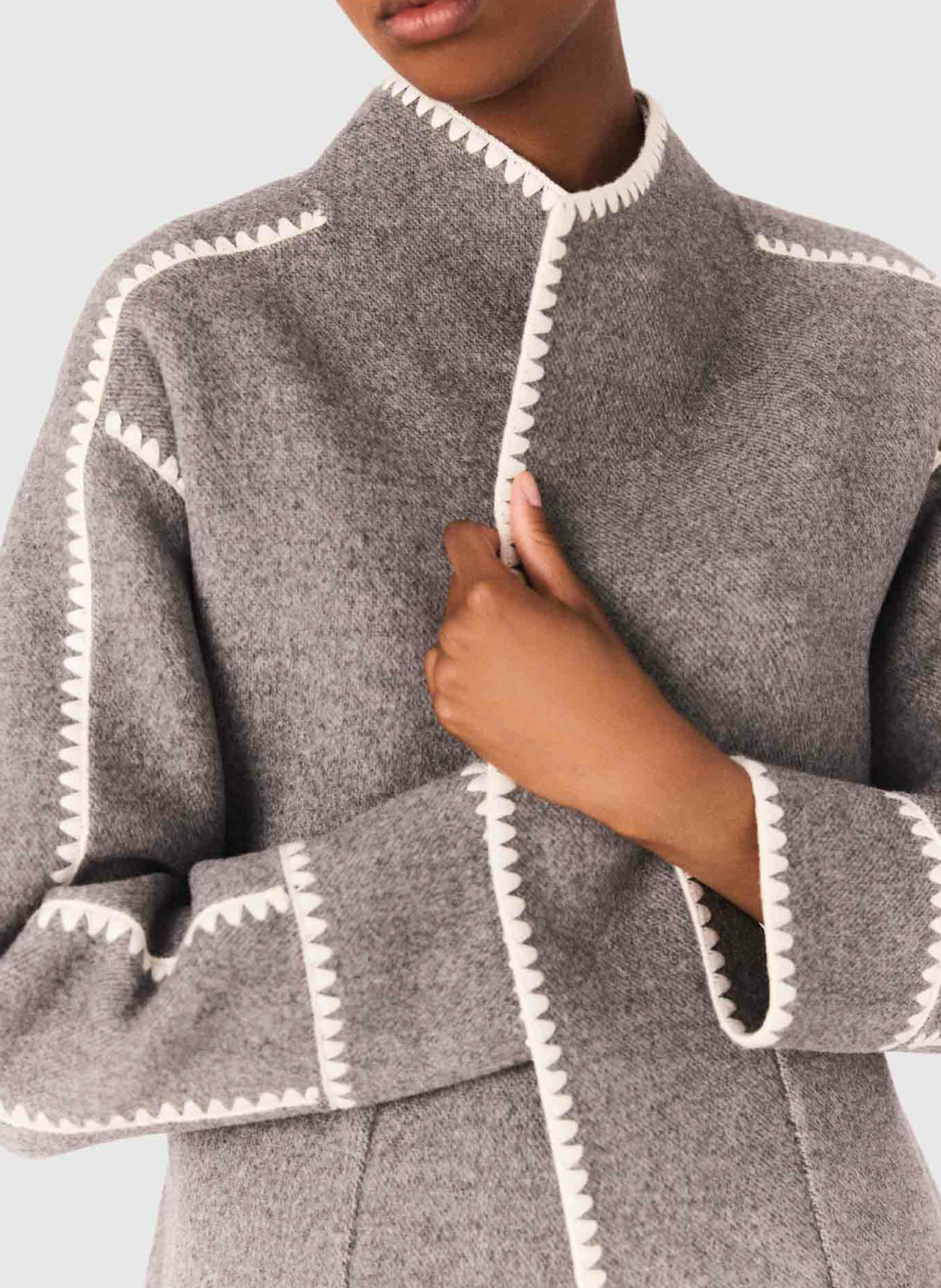 Vest met opstaande kraag - wolblend MAJE Grijs