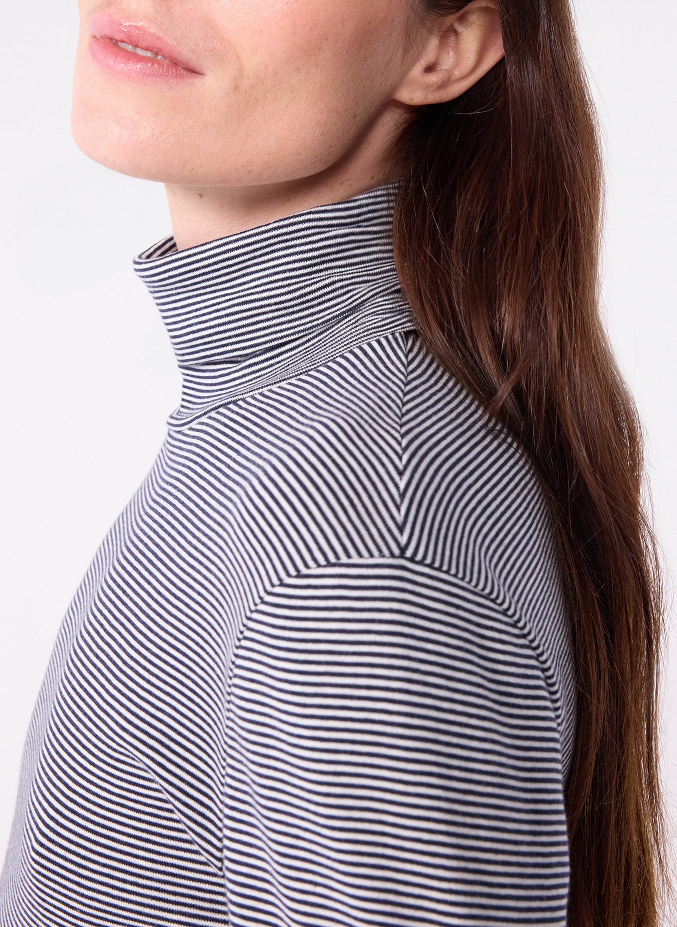 Gerader Baumwoll-Rollkragenpullover mit Streifen PETIT BATEAU Mehrfarbig