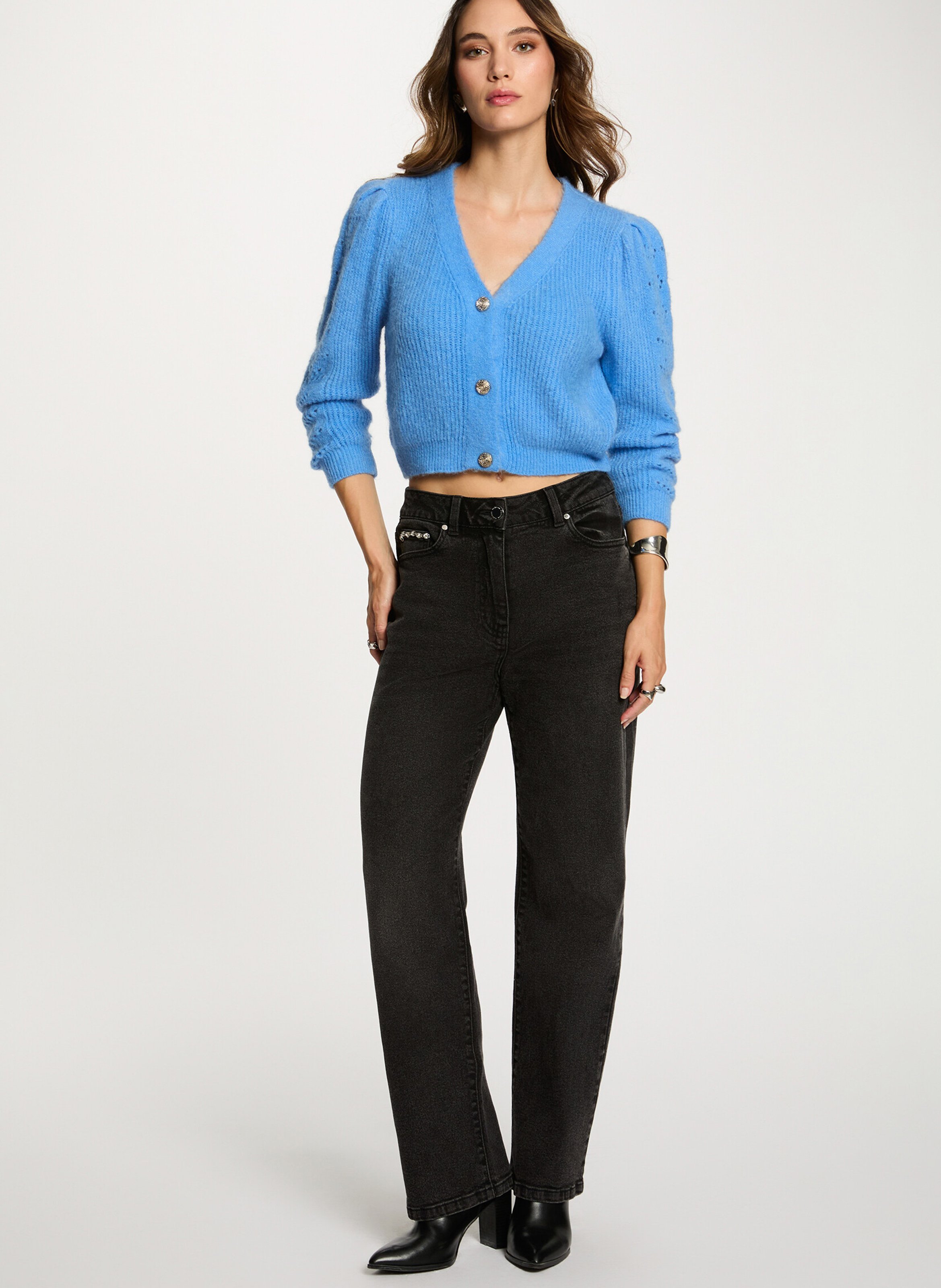 Strickjacke - Schalkragen MORGAN Blau