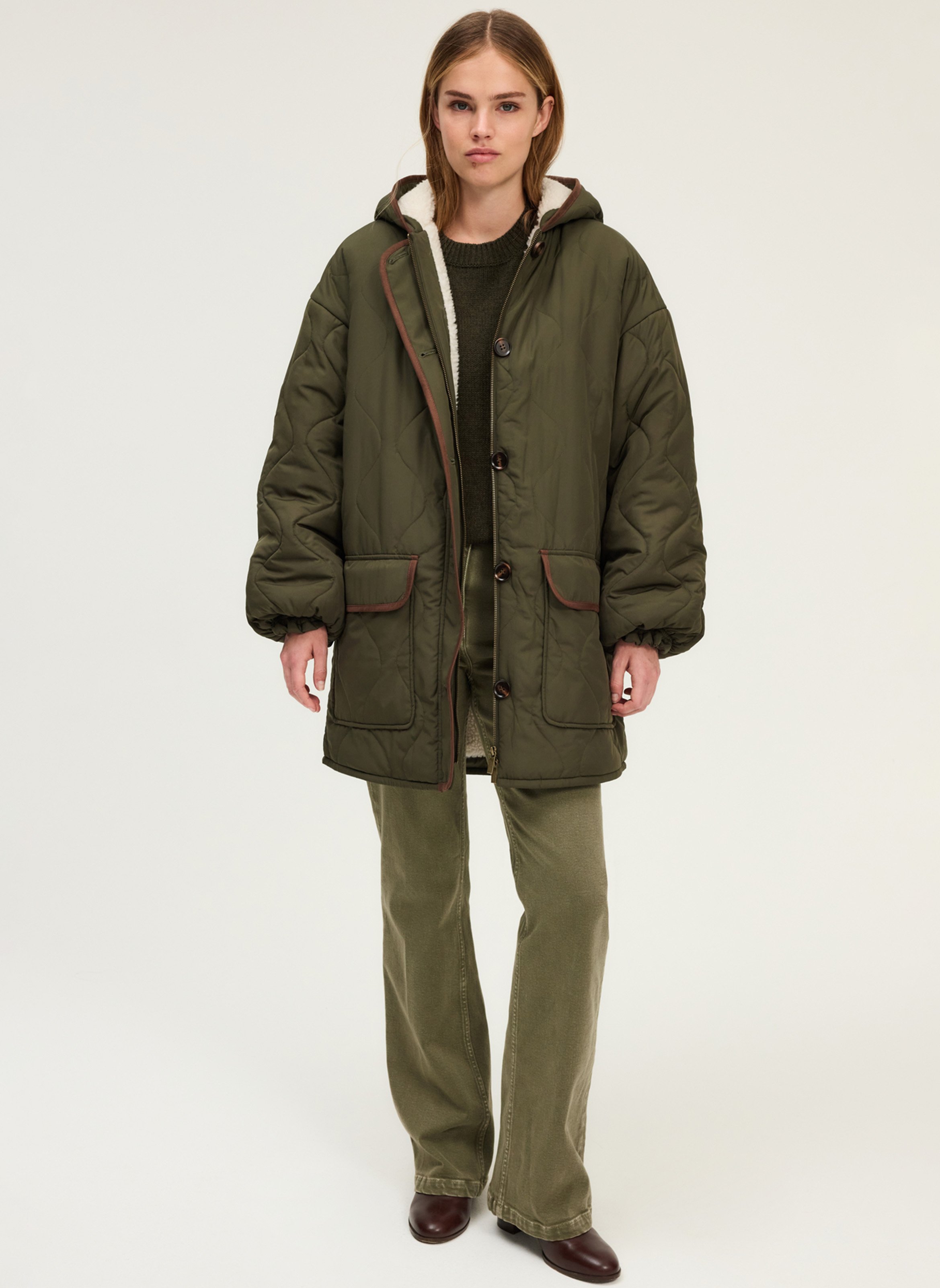 Gewatteerde rechte jas PABLO Kaki