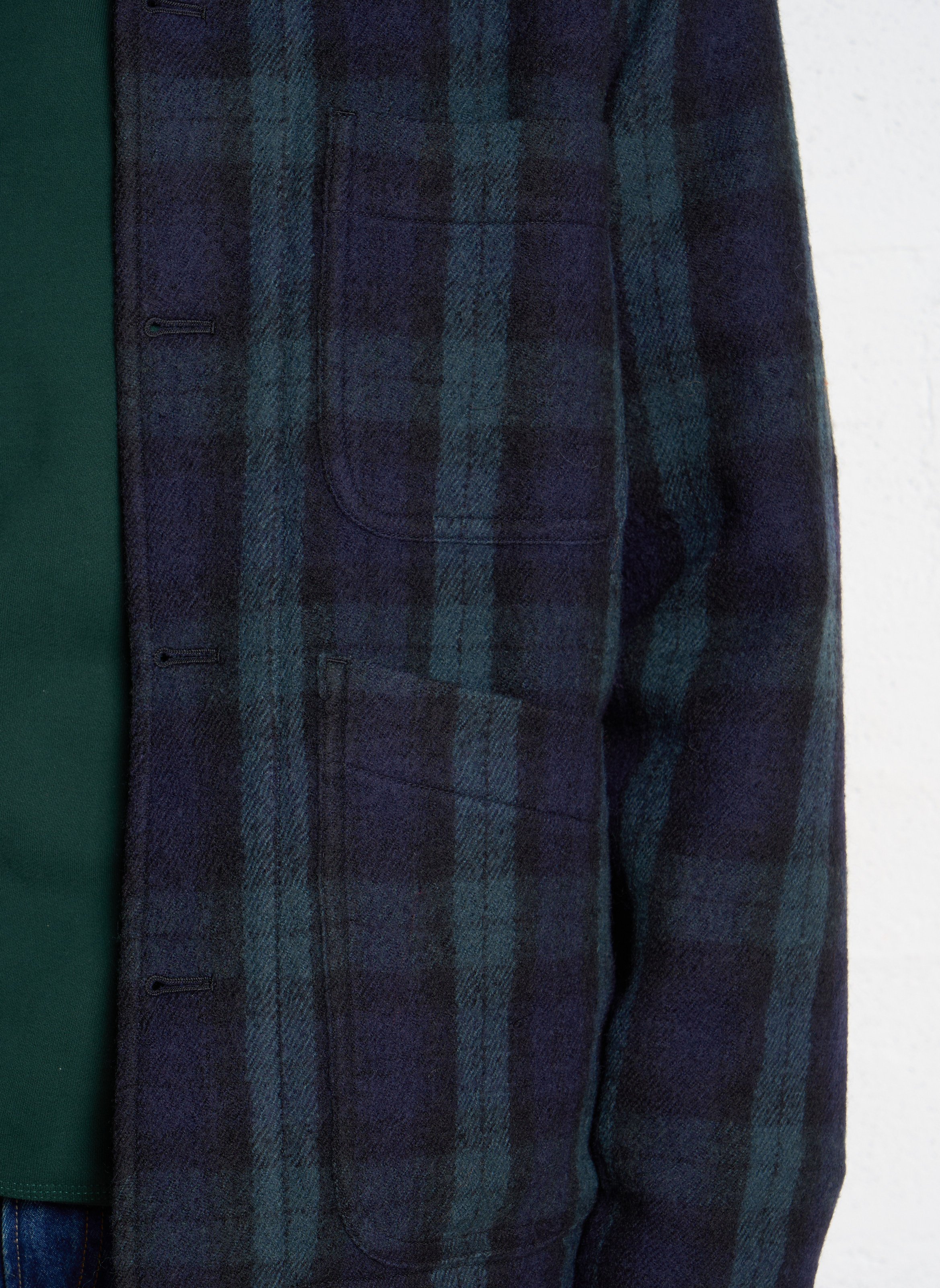 Straight classic collar wool overshirt in check pattern PAUL SMITH Black