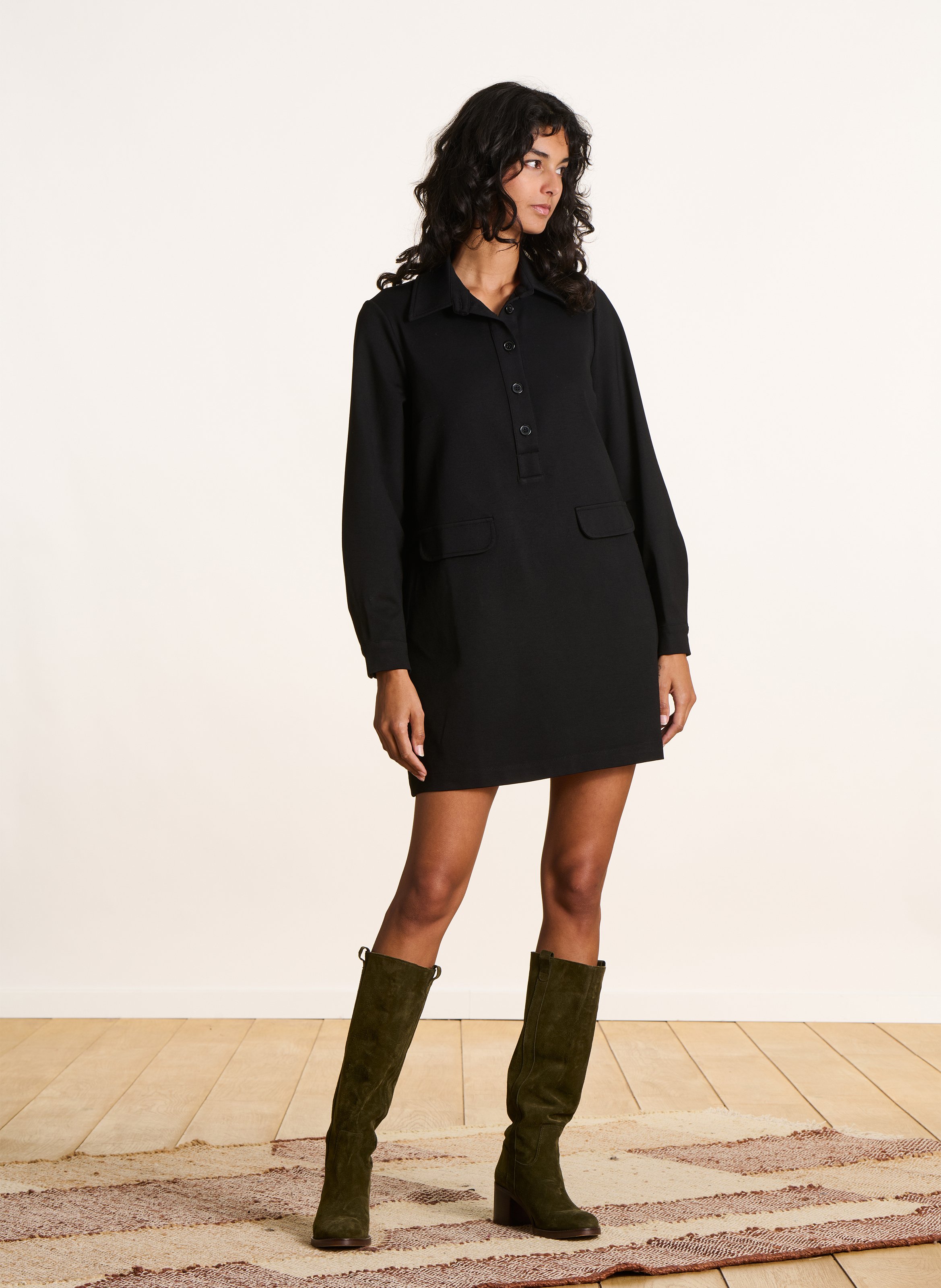 Robe courte col classique LA FEE MARABOUTEE Black