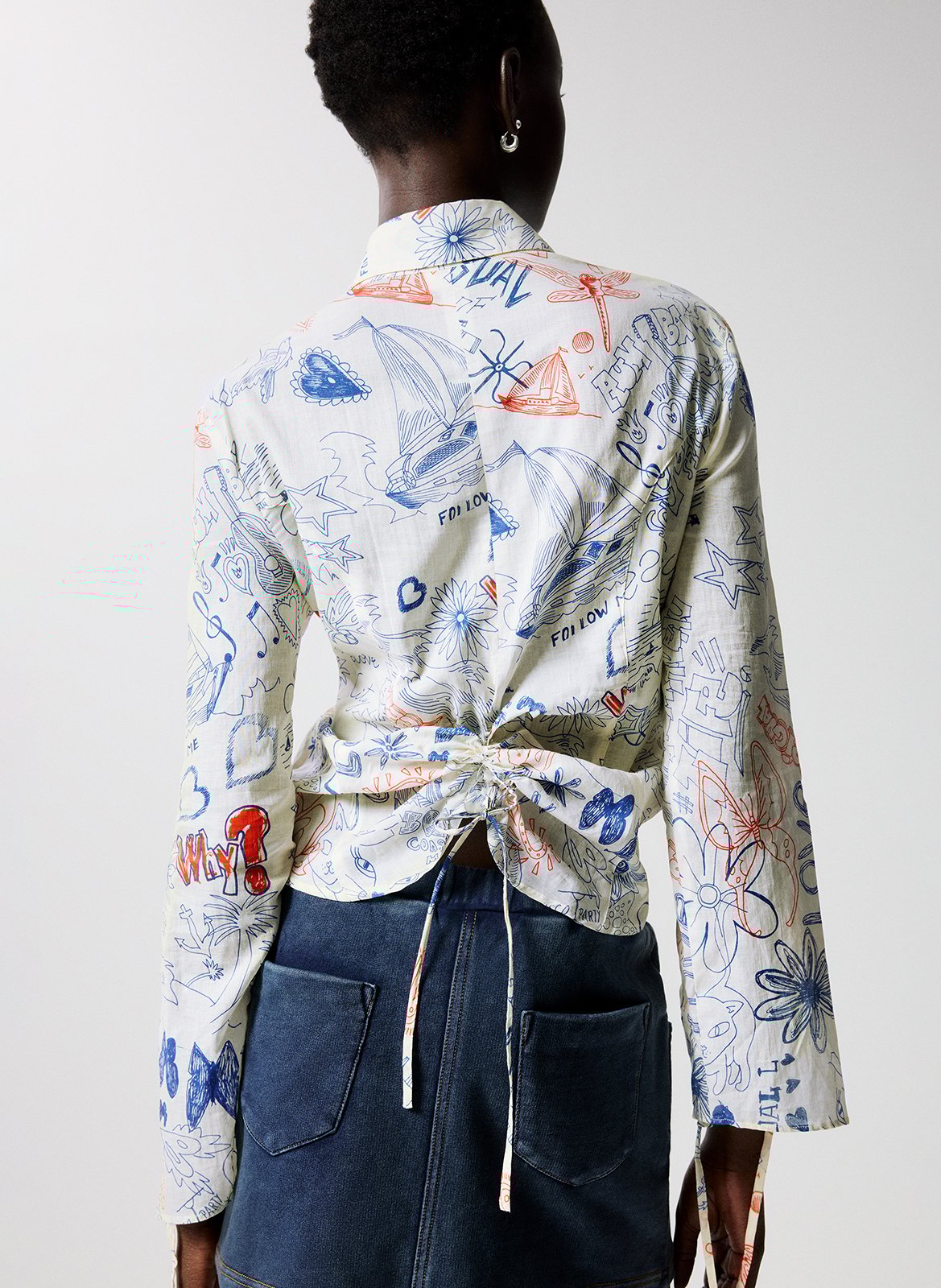 Chemise cintrée à motifs en coton DESIGUAL Blanc