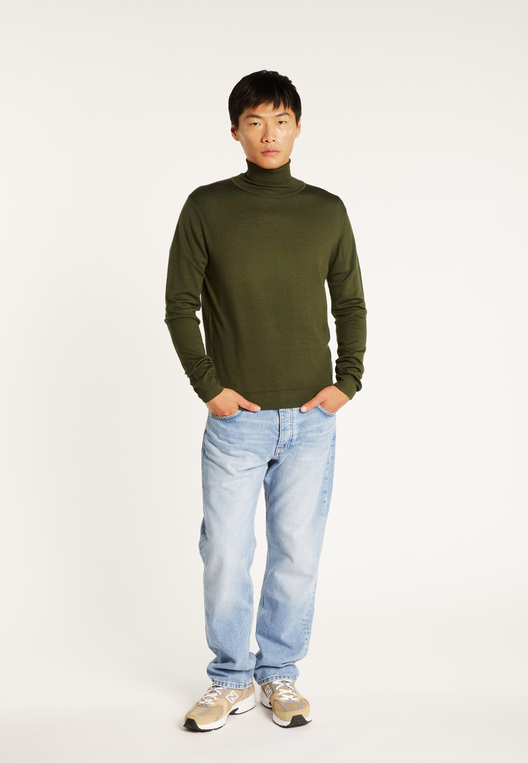 Merino wool roll-neck sweater MAISON MONTAGUT Khaki