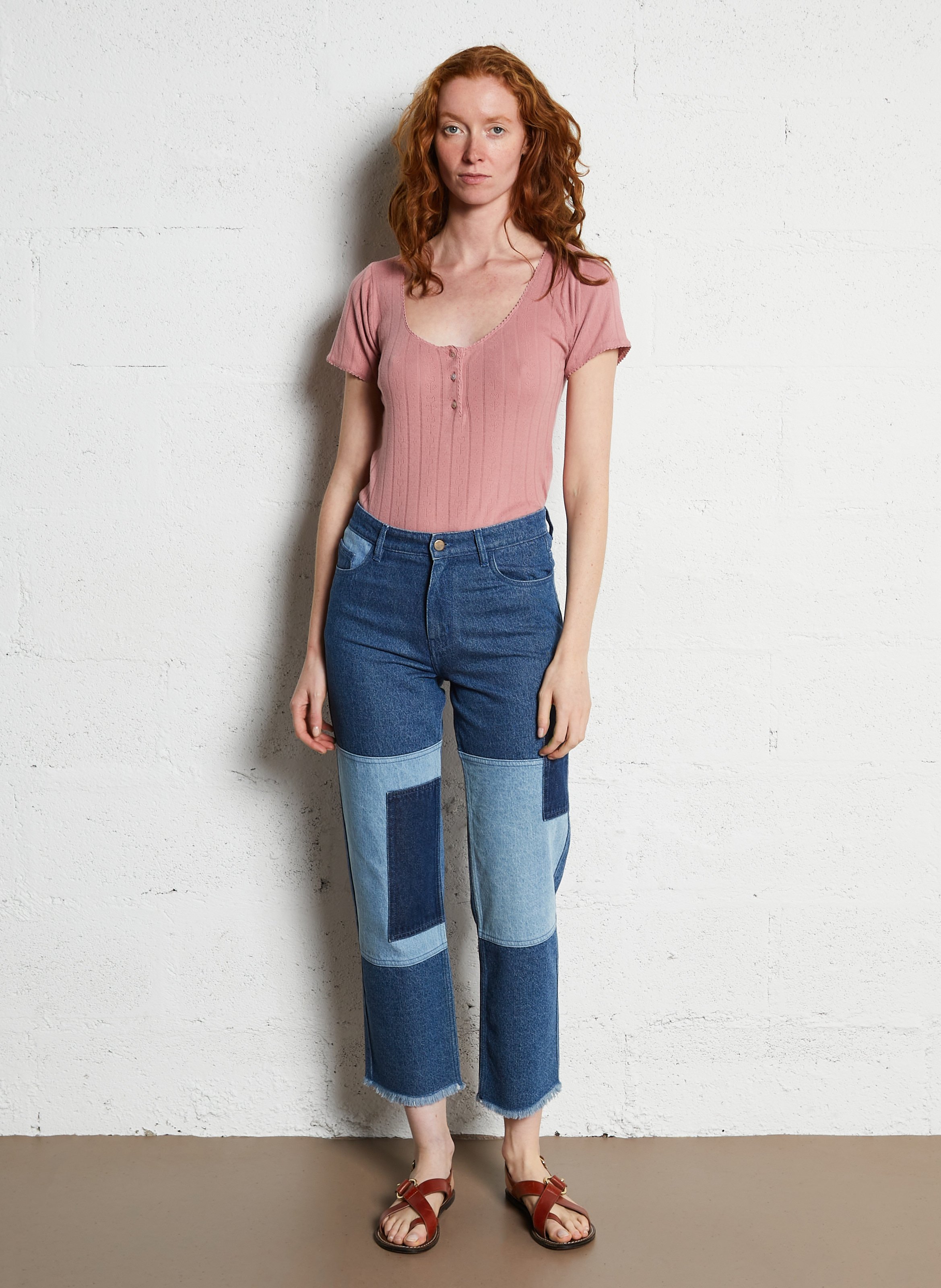 Straight Cut Patchwork-Jeans EMILE ET IDA Blau