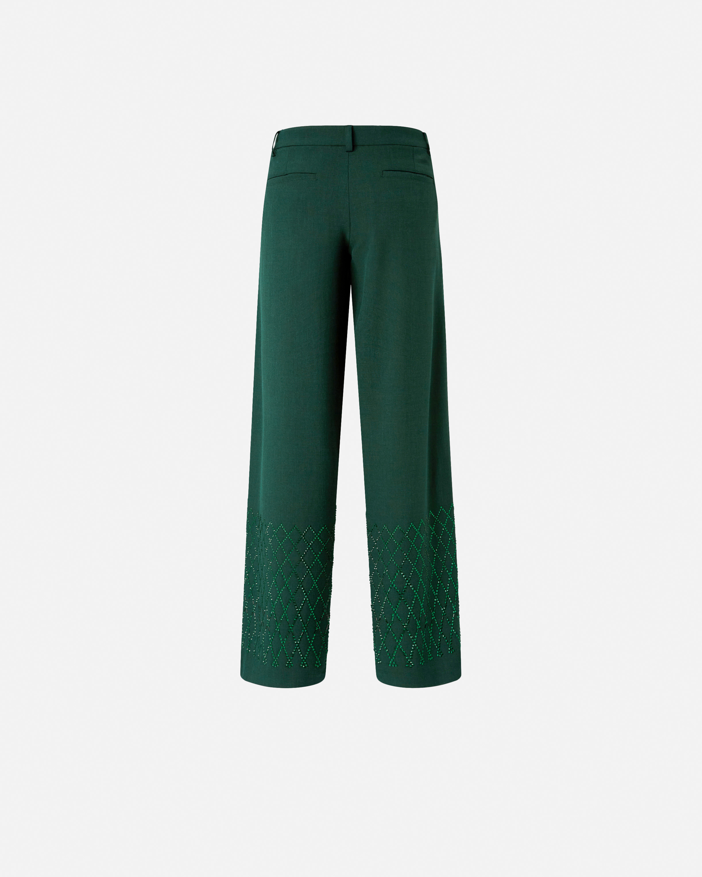 Wide-leg pants with rhinestones PINKO Green