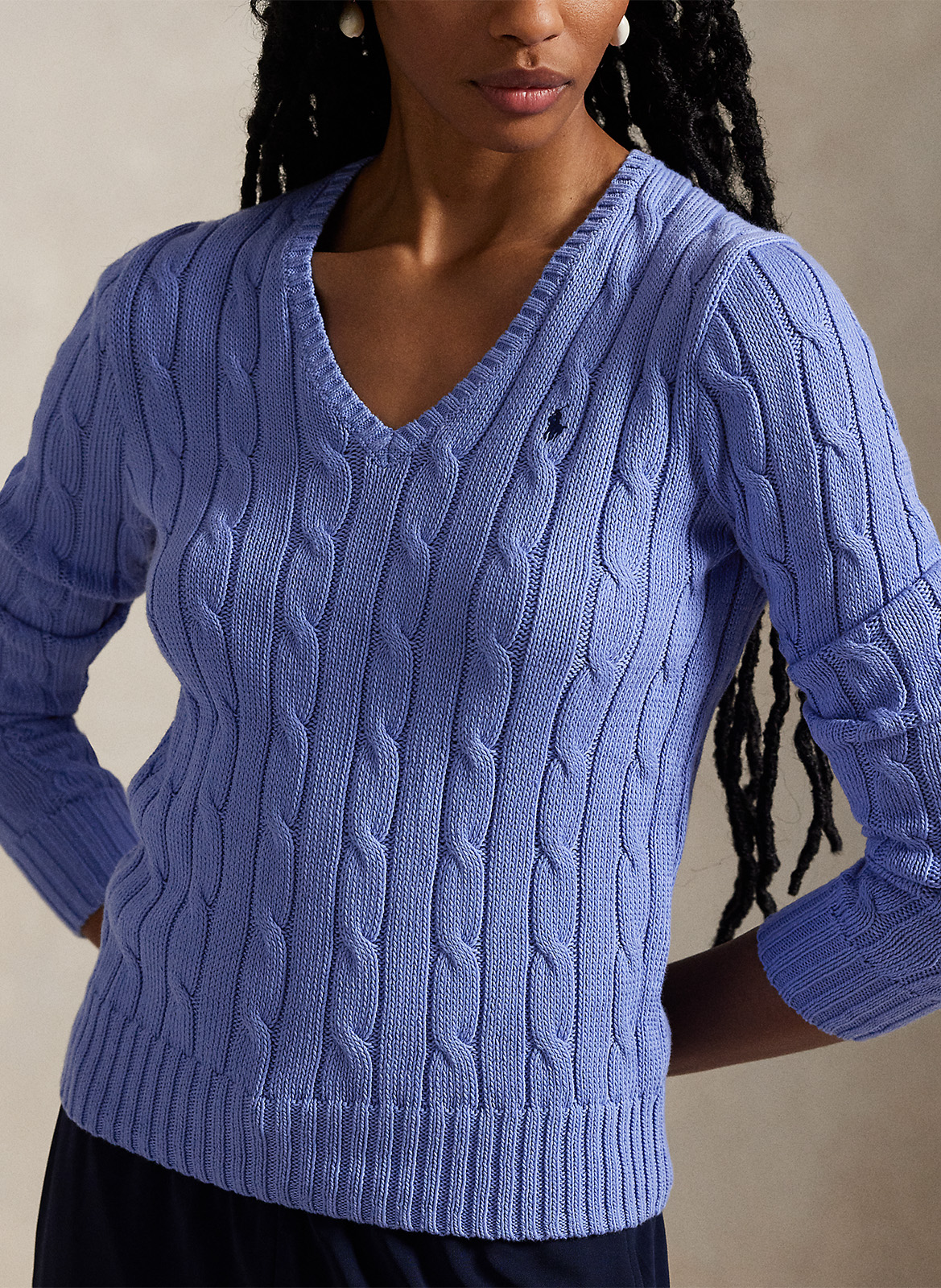 Aansluitende V-hals trui van katoen POLO RALPH LAUREN Blauw