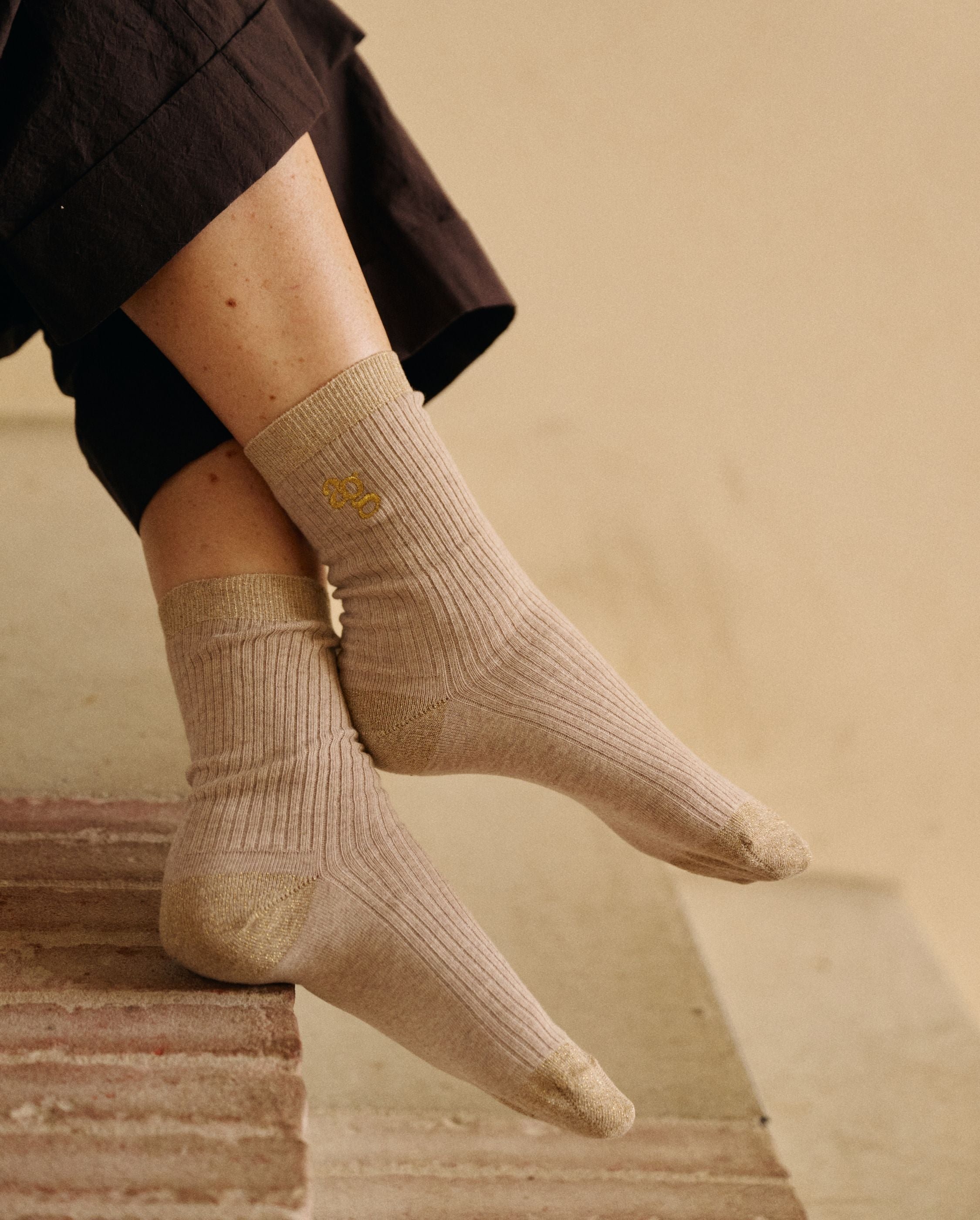 Pack of 3 pairs of women's beige socks ANGARDE Beige