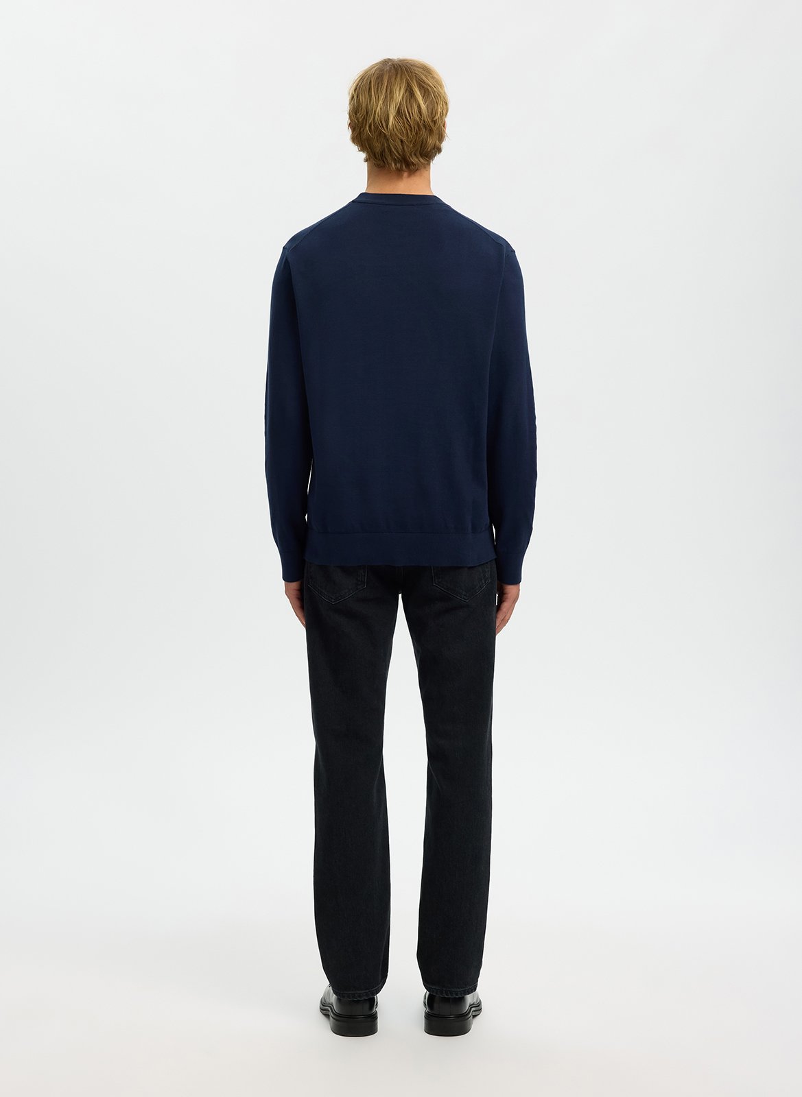 Pull col rond SELECTED Bleu