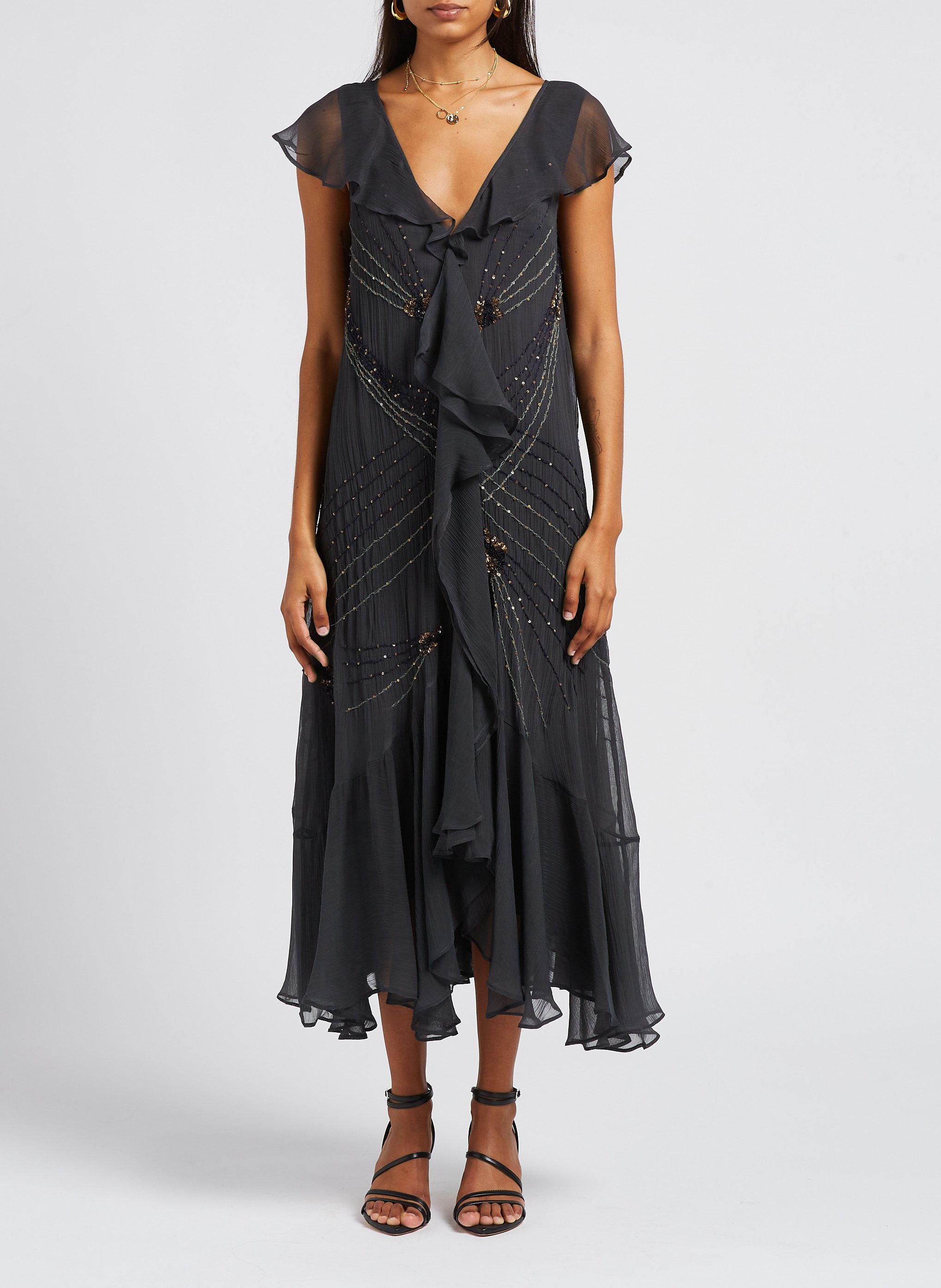 Robe longue volantée à sequins MES DEMOISELLES