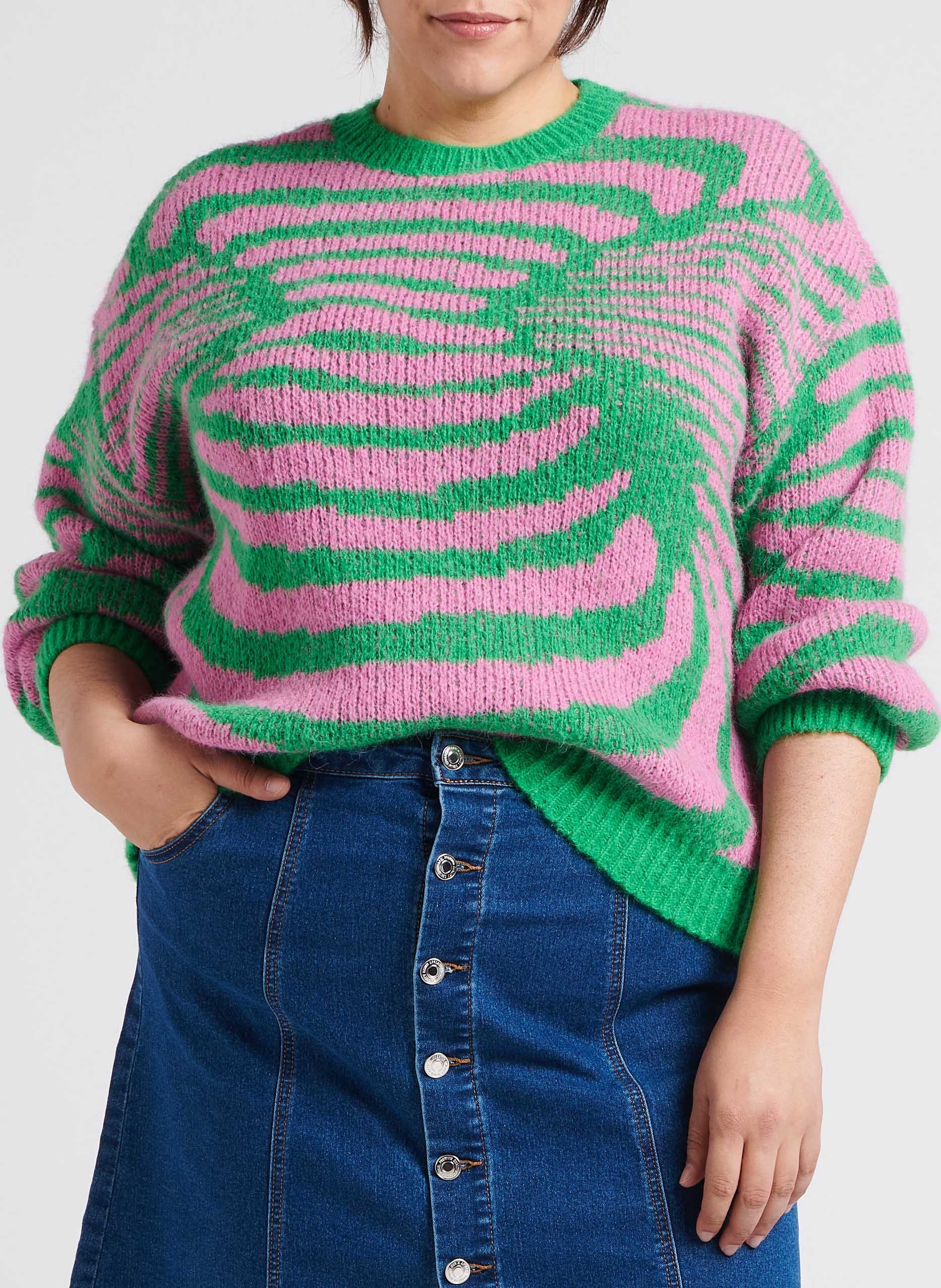 Pull bicolore à col rond   VERO MODA CURVE Vert