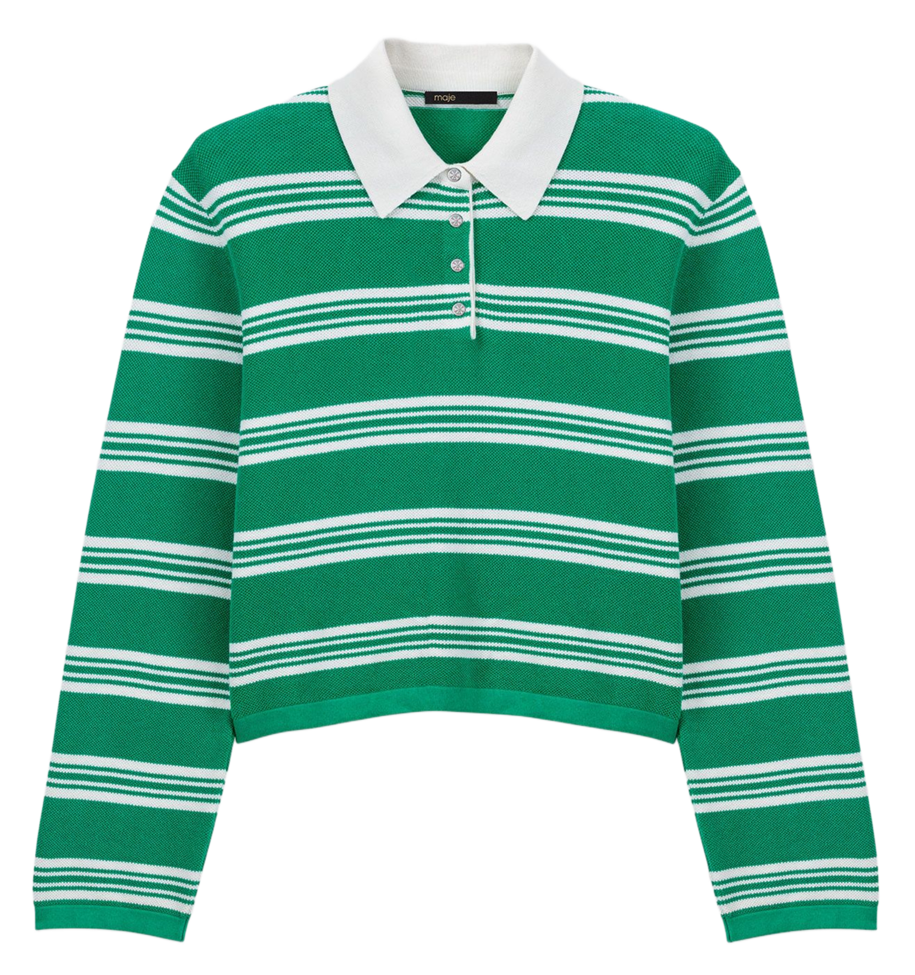 Lange mouwen gestreepte polo MAJE Groen