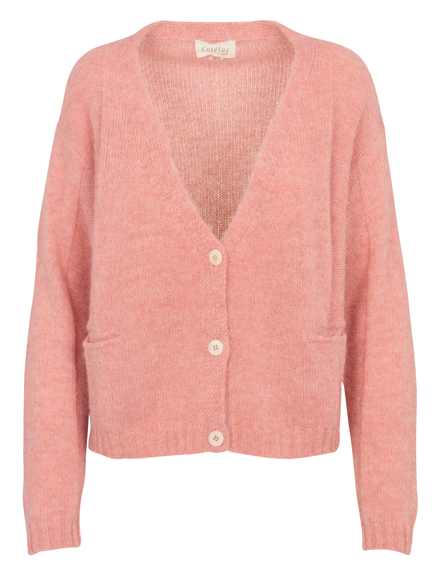 Weite Strickmix-Jacke mit V-Ausschnitt ACOTE Orange