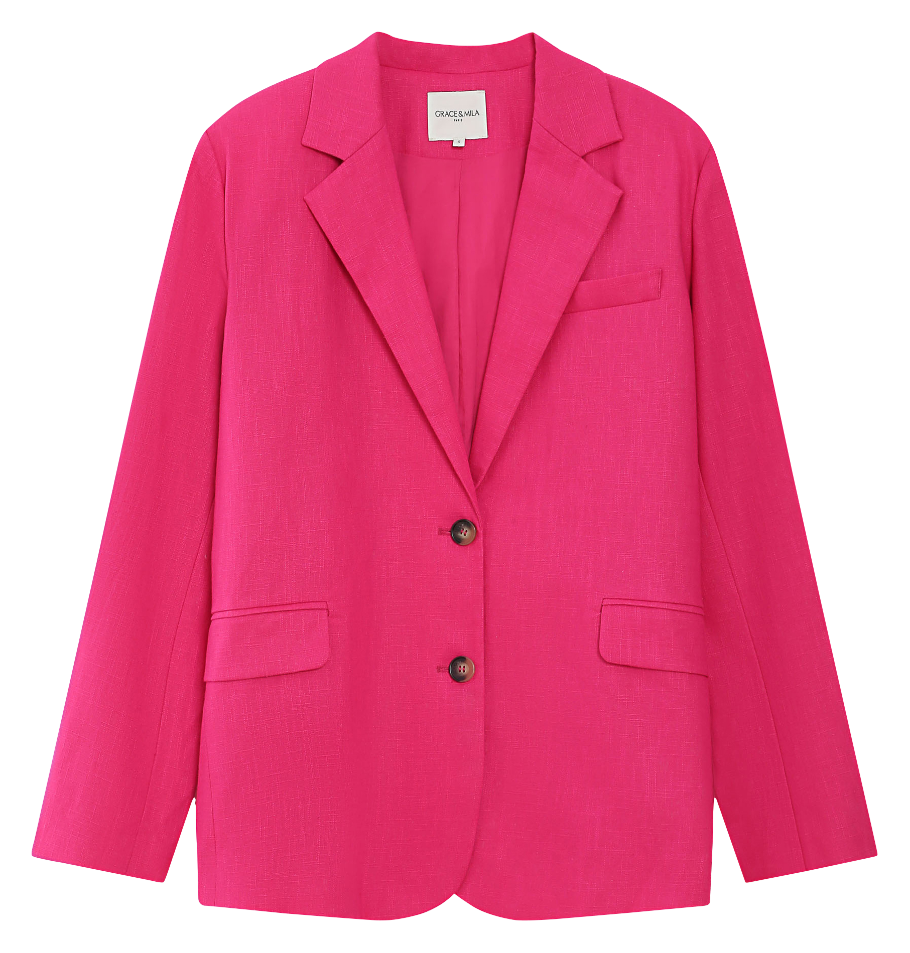 Tailored oversized blazer in blended linen GRACE ET MILA Pink
