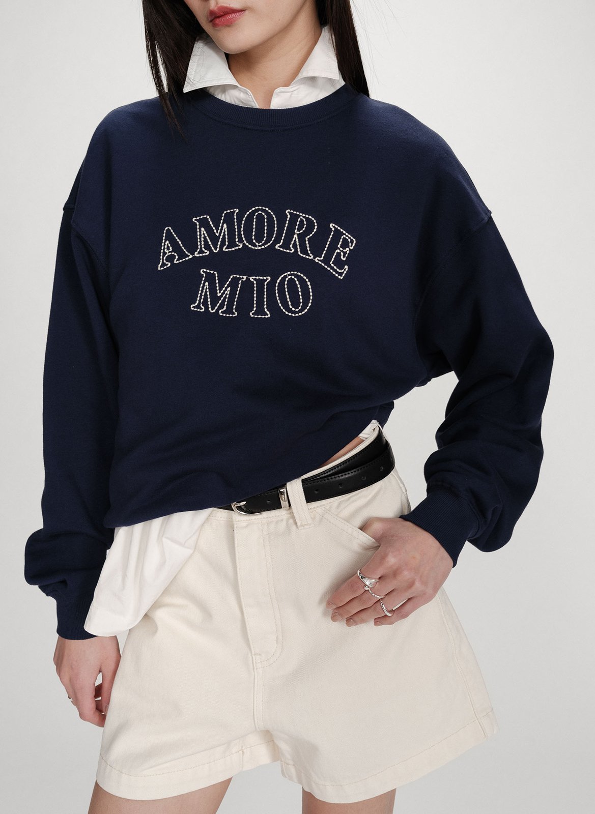 Cotton round-neck sweatshirt GRACE ET MILA Blue