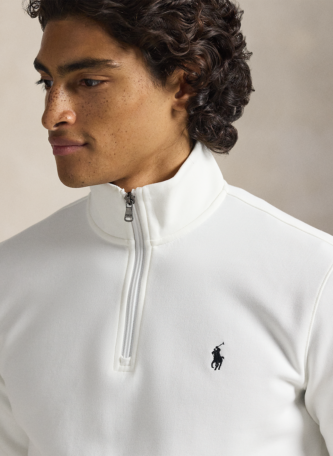 Sweatshirt aus Baumwoll-Mix mit Stehkragen Weiss