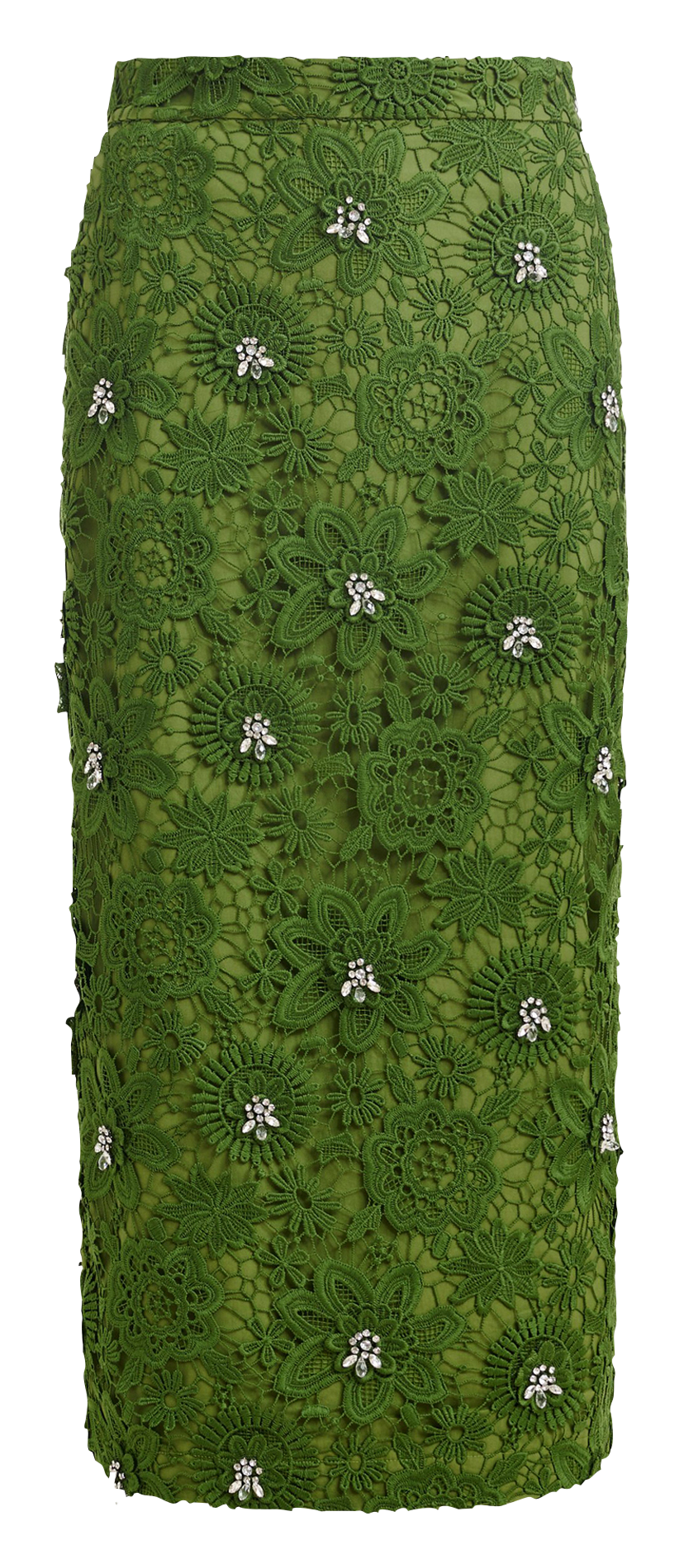 Floral lace midi pencil skirt ESSENTIEL ANTWERP Green