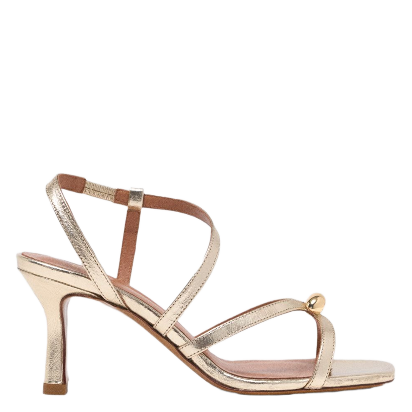 Glanzende, leren sandalen met hak MAJE Goudkleurig