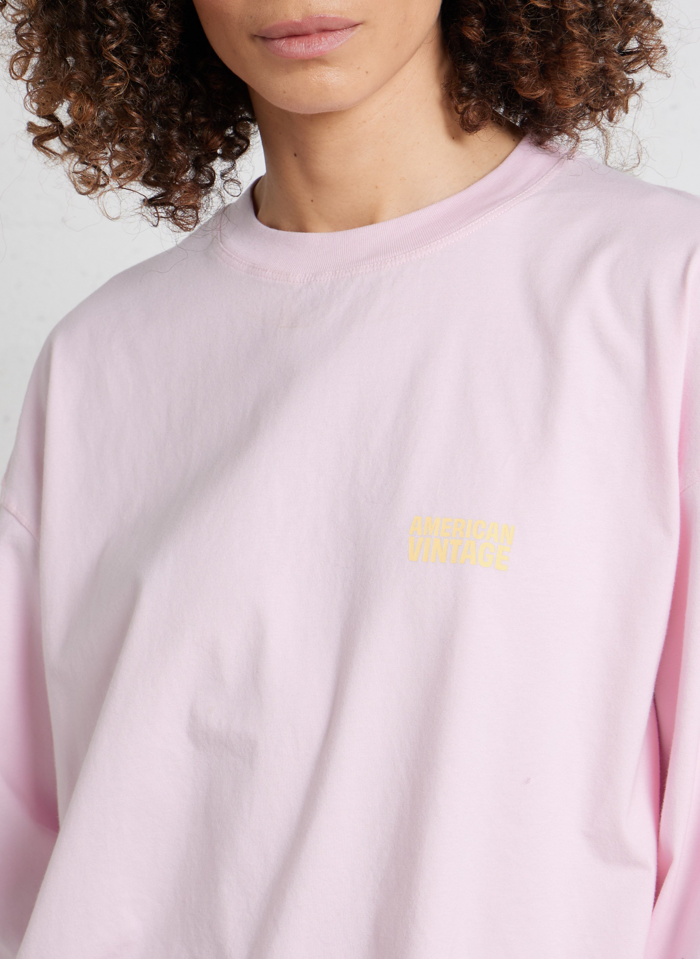 Tee-shirt oversize col rond en coton AMERICAN VINTAGE Rose