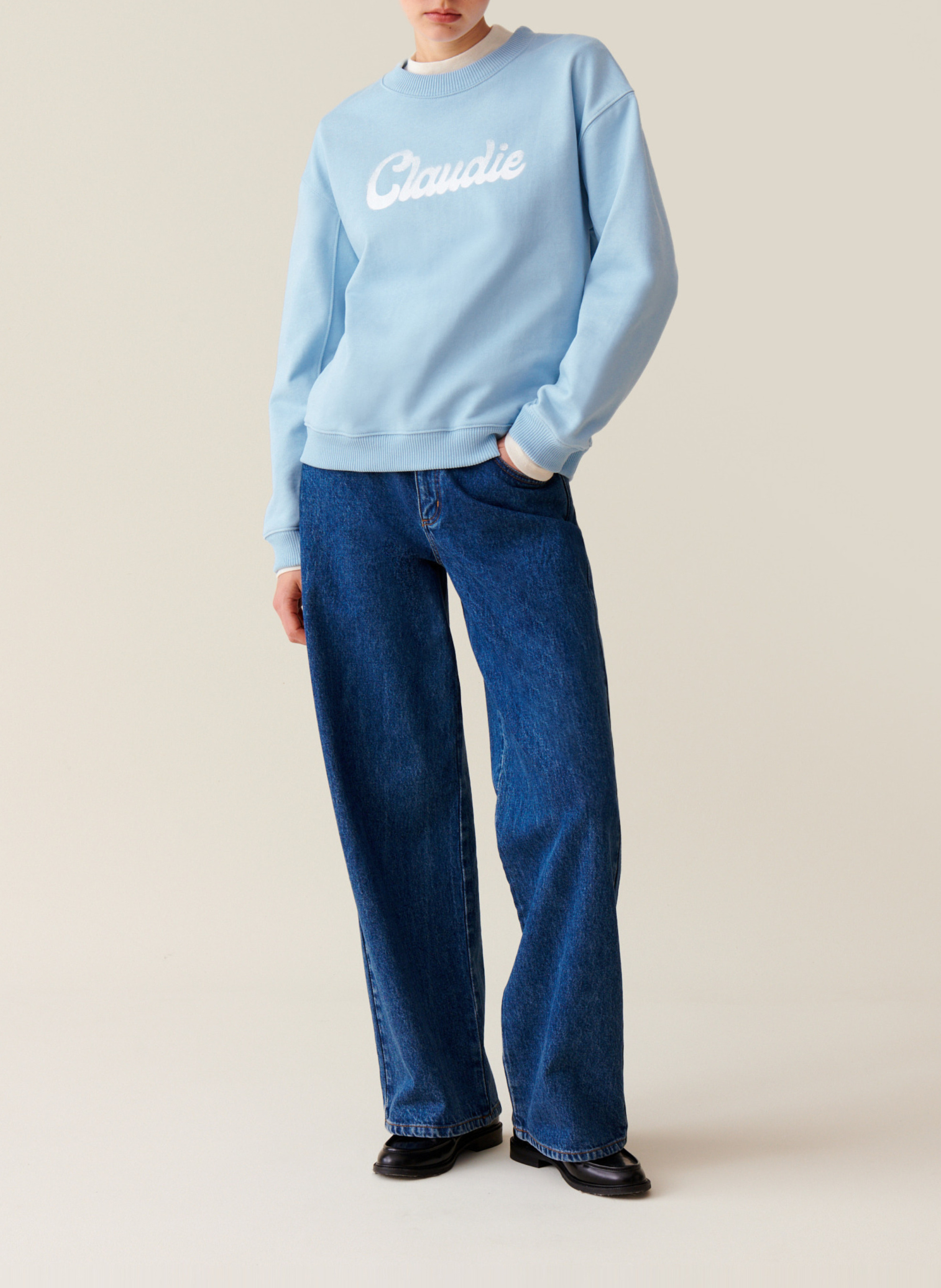 Oversized printed cotton sweatshirt CLAUDIE PIERLOT Blue