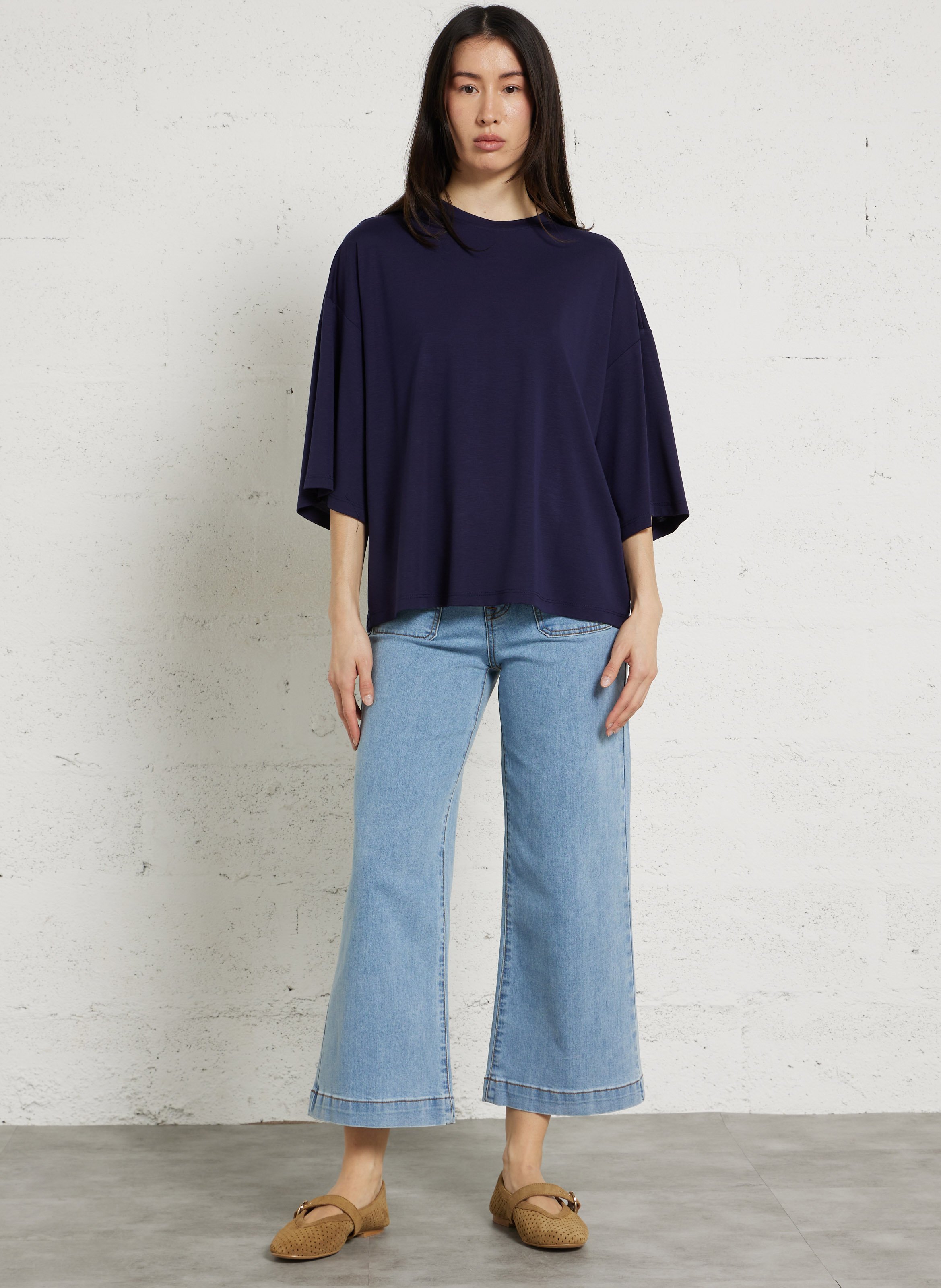 Tee-shirt fluide manches courtes uni IMPERIAL Bleu