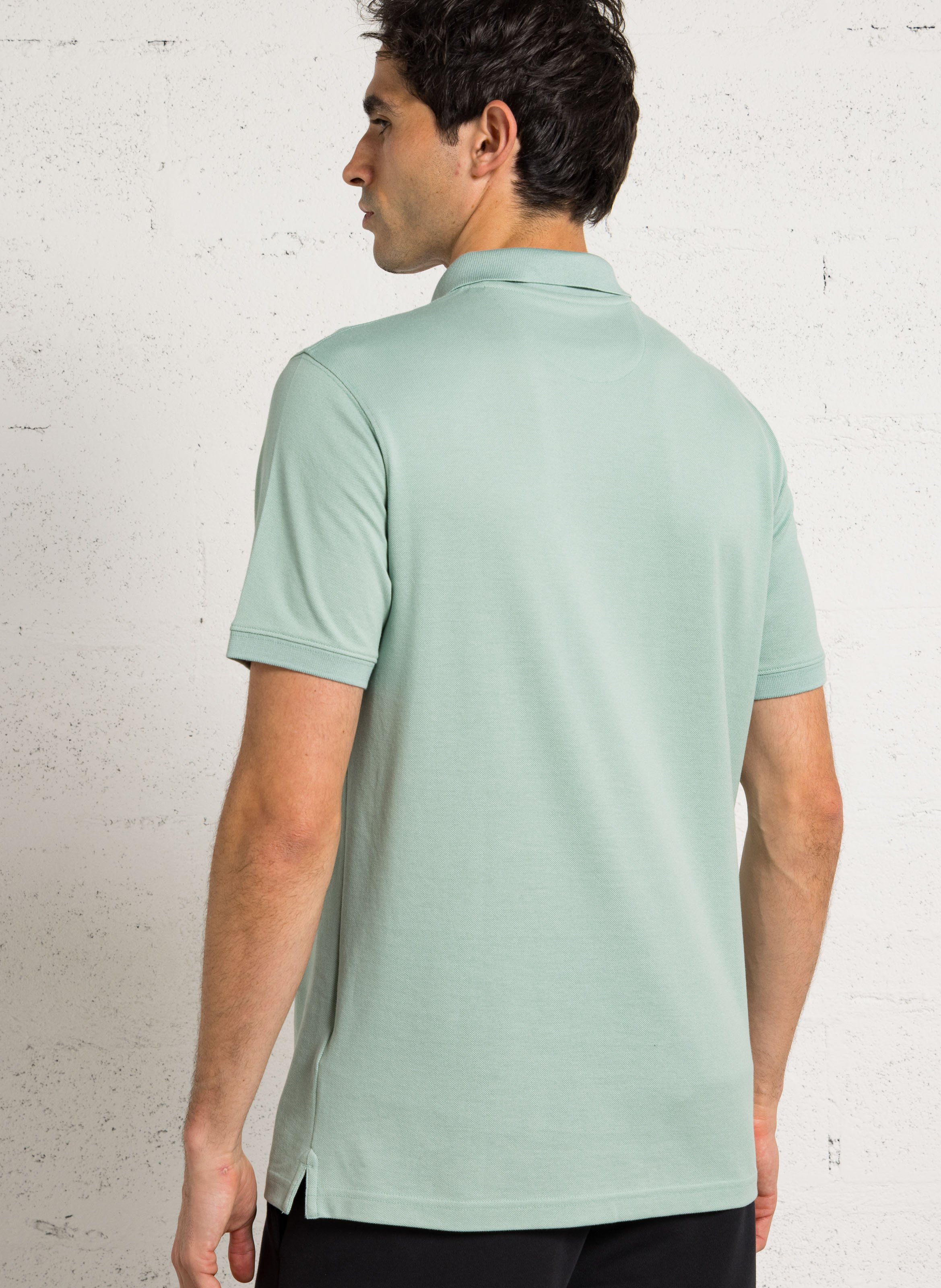 Straight cotton polo shirt EDEN PARK Green