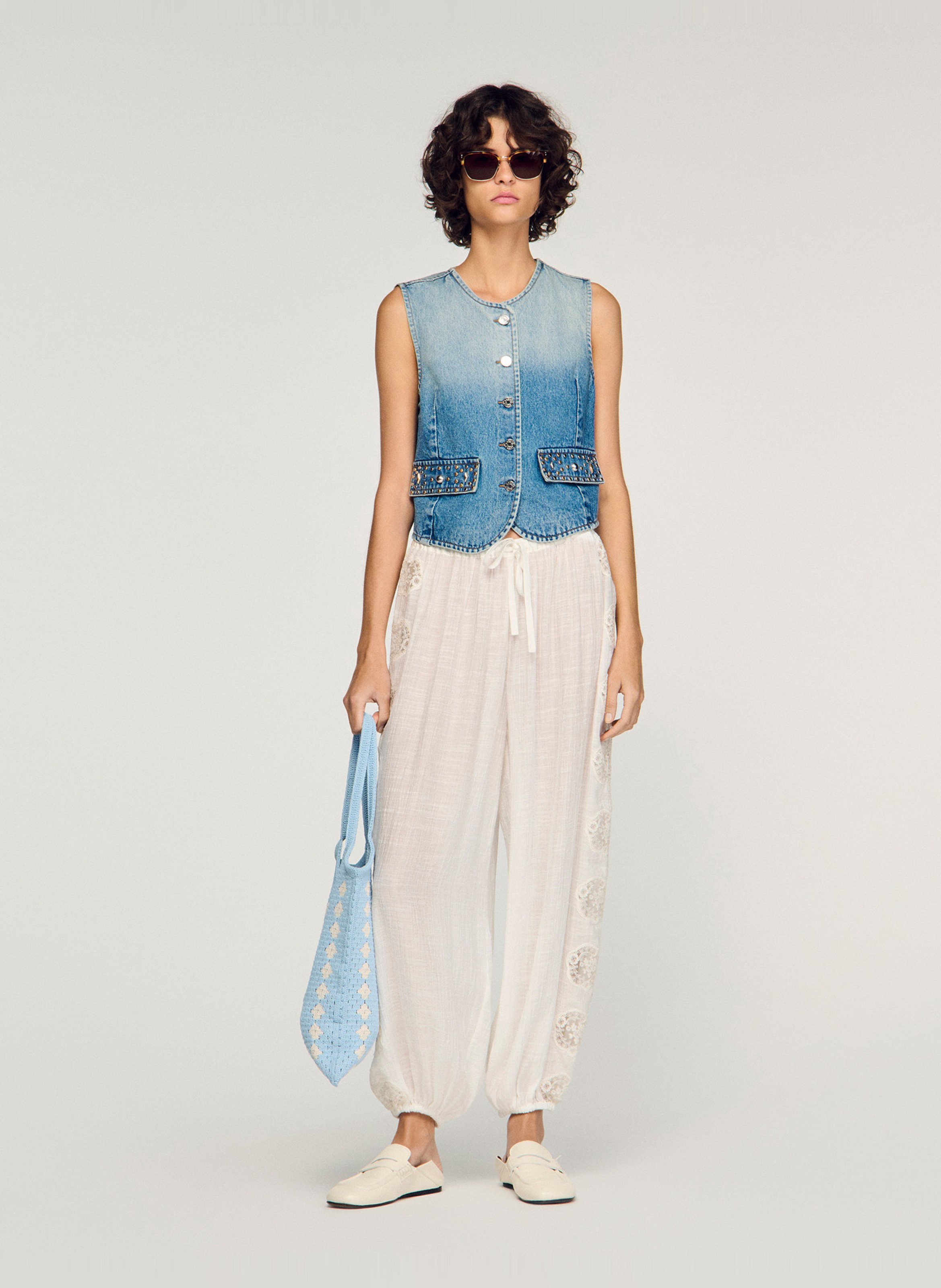 Grote kanten pantalon SANDRO Wit